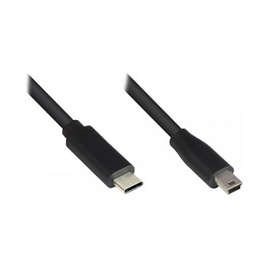 USB 2.0-kabel Good Connections USB-C til Mini-B 5-polet - sort, 5 m