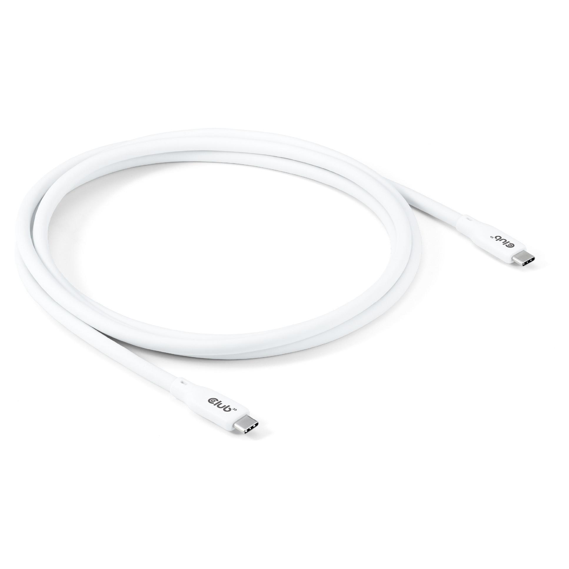 Club 3D USB4 USB-C kabel 2 m - hvid, 240 W, 20 Gbps