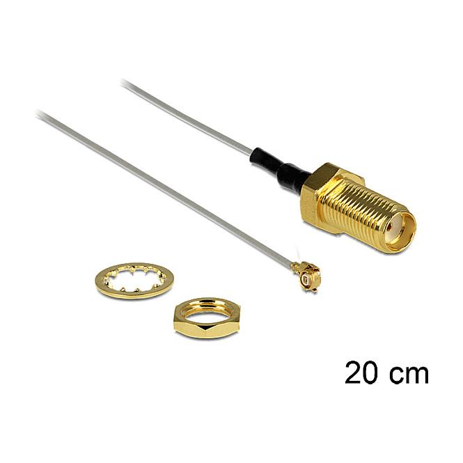 Antennekabel DeLOCK SMA hun til indbygning til I-PEX MHF II - 20 cm