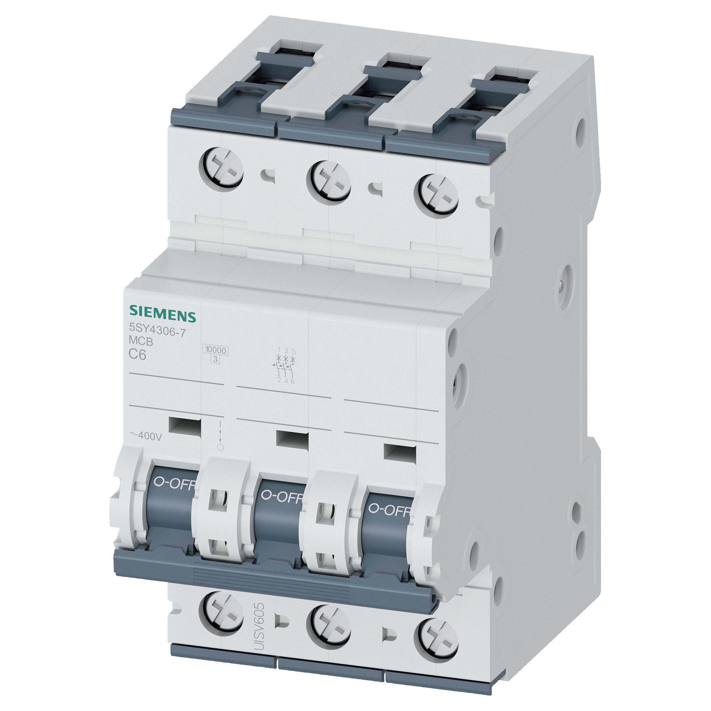 Siemens 5SY43067 5SY4306-7 Leitungsschutzschalter 6 A 230 V, 400 V kredsløbsafbryder 3
