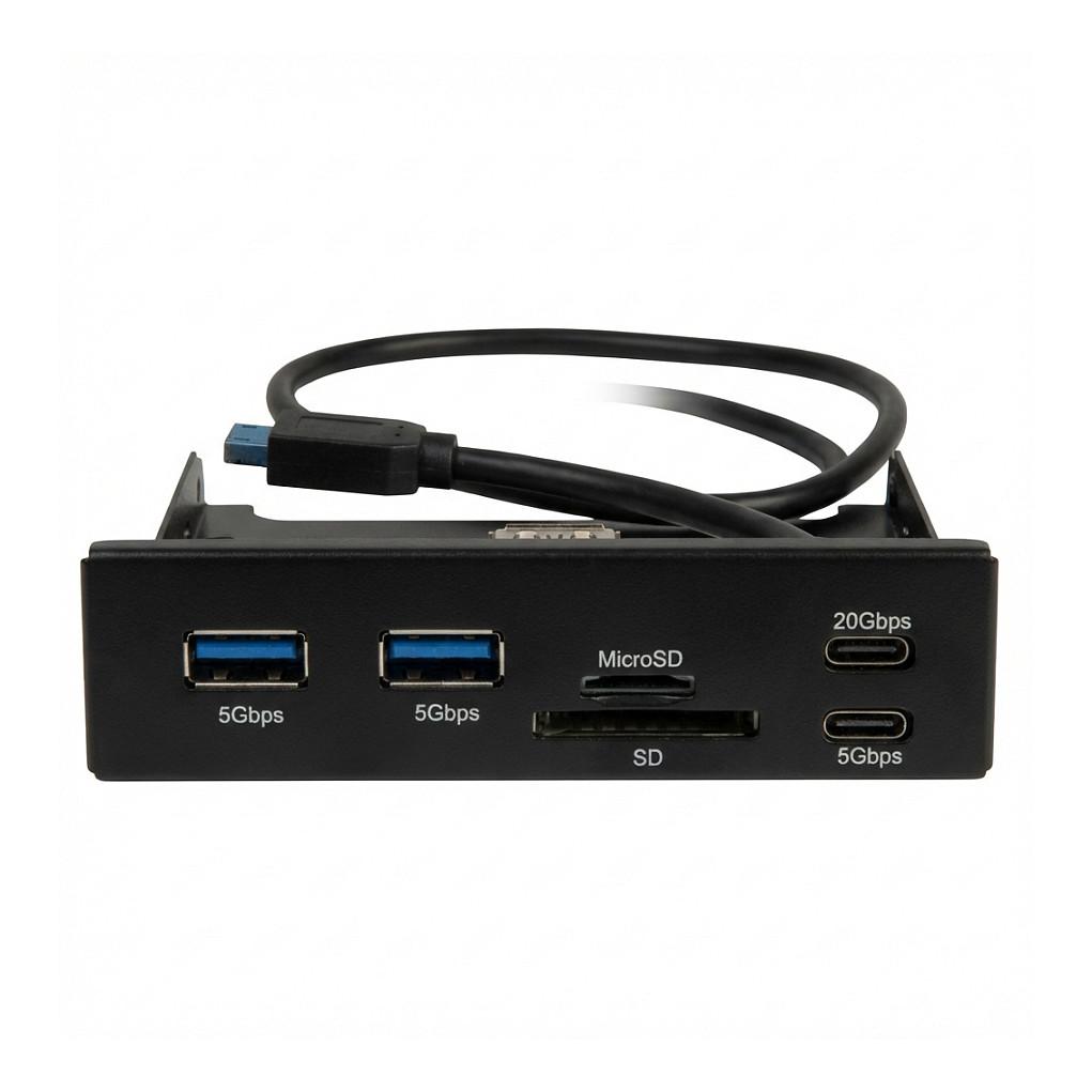 USB-frontpanel med kortlæser Inter-Tech Argus CI 22 - 3,5"