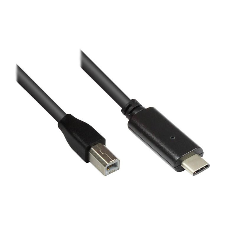 USB 2.0-kabel Good Connections USB-C til USB-B - sort, 1,8 m