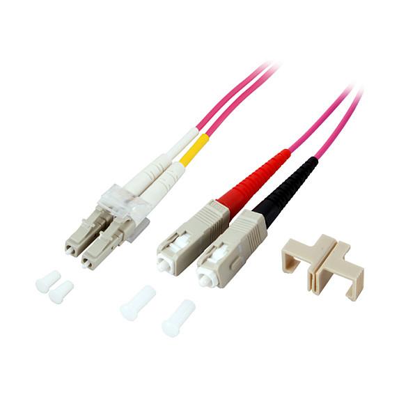 LWL patchkabel duplex OM4 LC/SC LSZH 1 m - violet