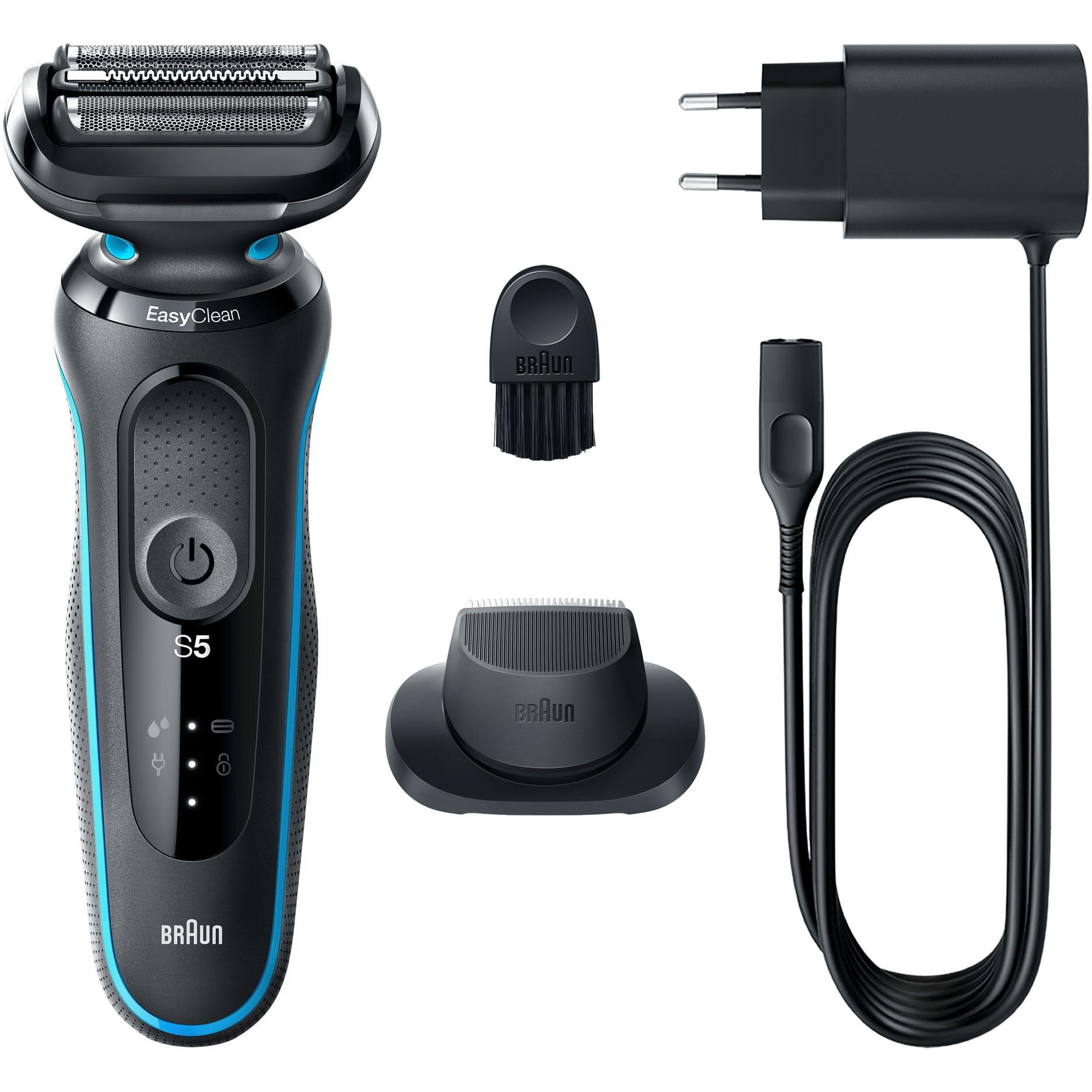 Braun Series 5 51-M1200S barbermaskine - sort/blå, trådløs til våd og tør barbering