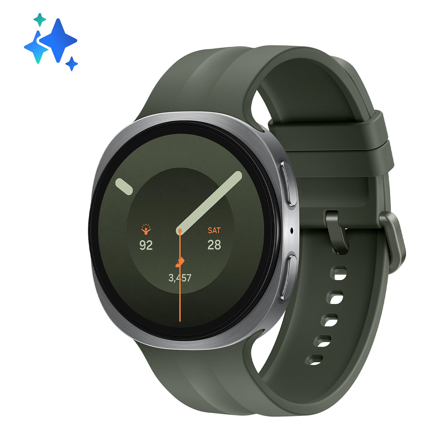 Samsung Galaxy Watch9 44 mm smartwatch med 1,5" AMOLED, Wi-Fi, GPS og mobilnetværk - Sølv/Grøn