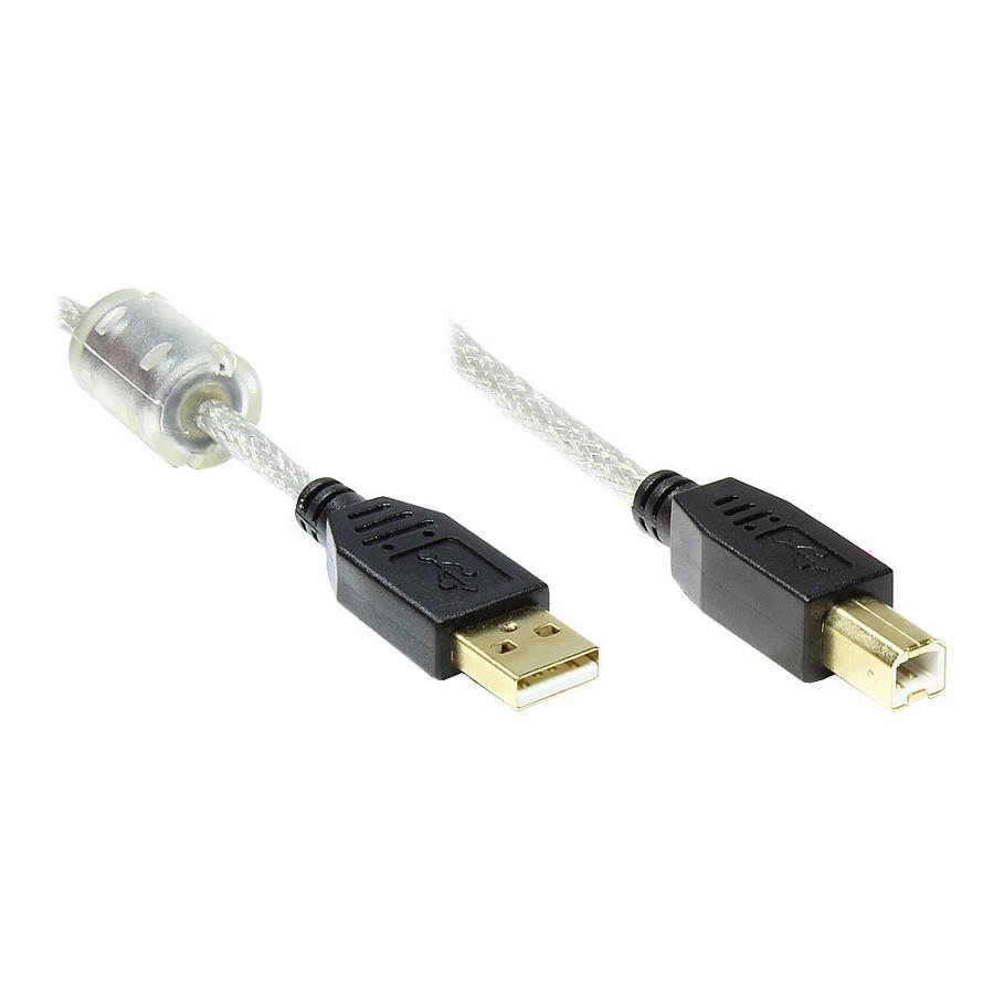 USB 2.0-kabel Good Connections A-B med ferrit - transparent 3 m