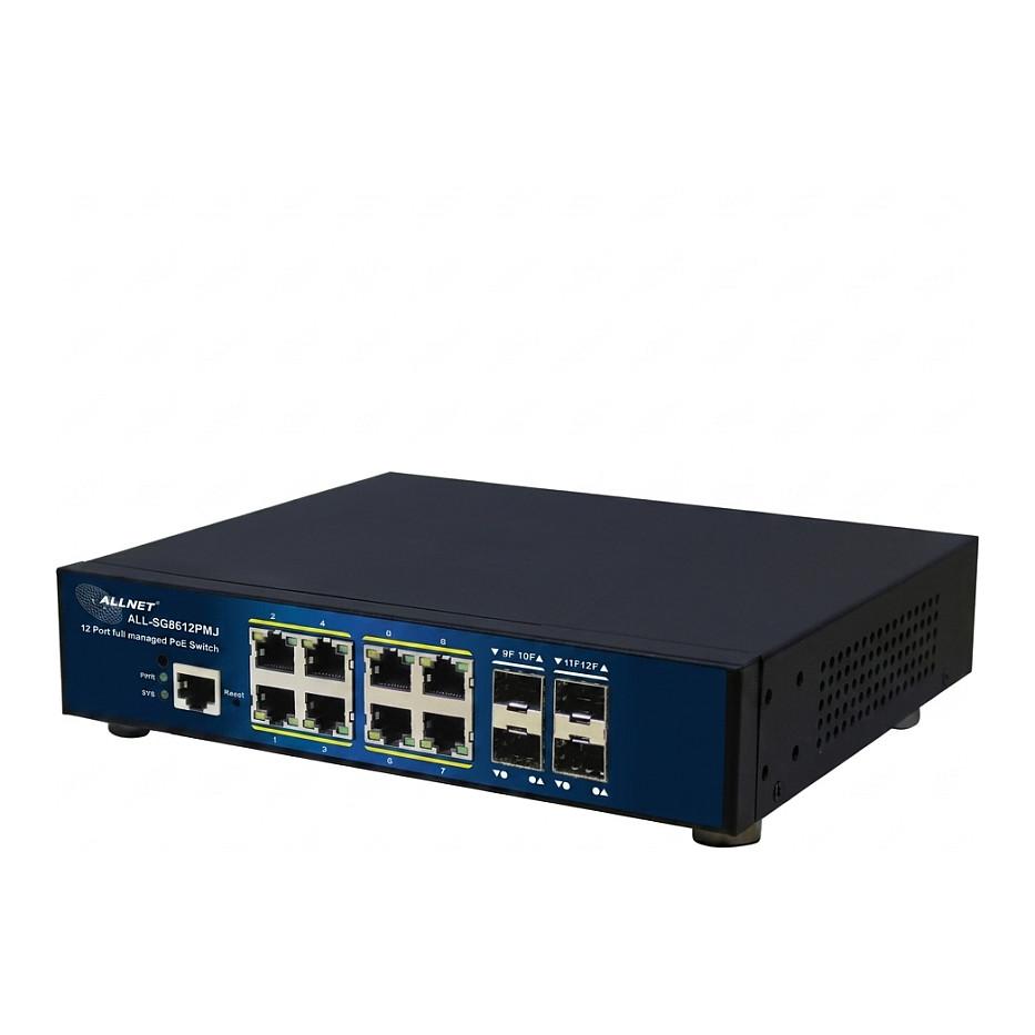 ALLNET Switch full managed Layer2 12 Port 8x GbE PoE Budget 300W 8x PoE at 4x SFP 10 19 Fanless JSON API ALLSG8612PMJ