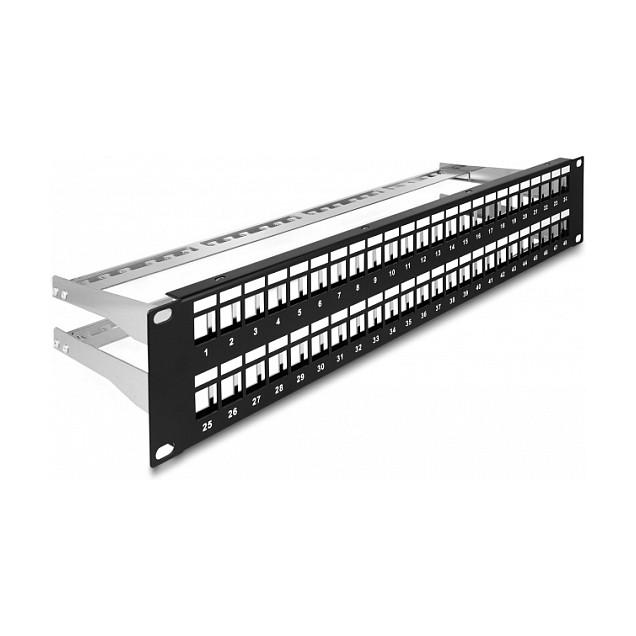 Keystone-patchpanel DeLOCK 66878 19" 48 porte 2U - sort