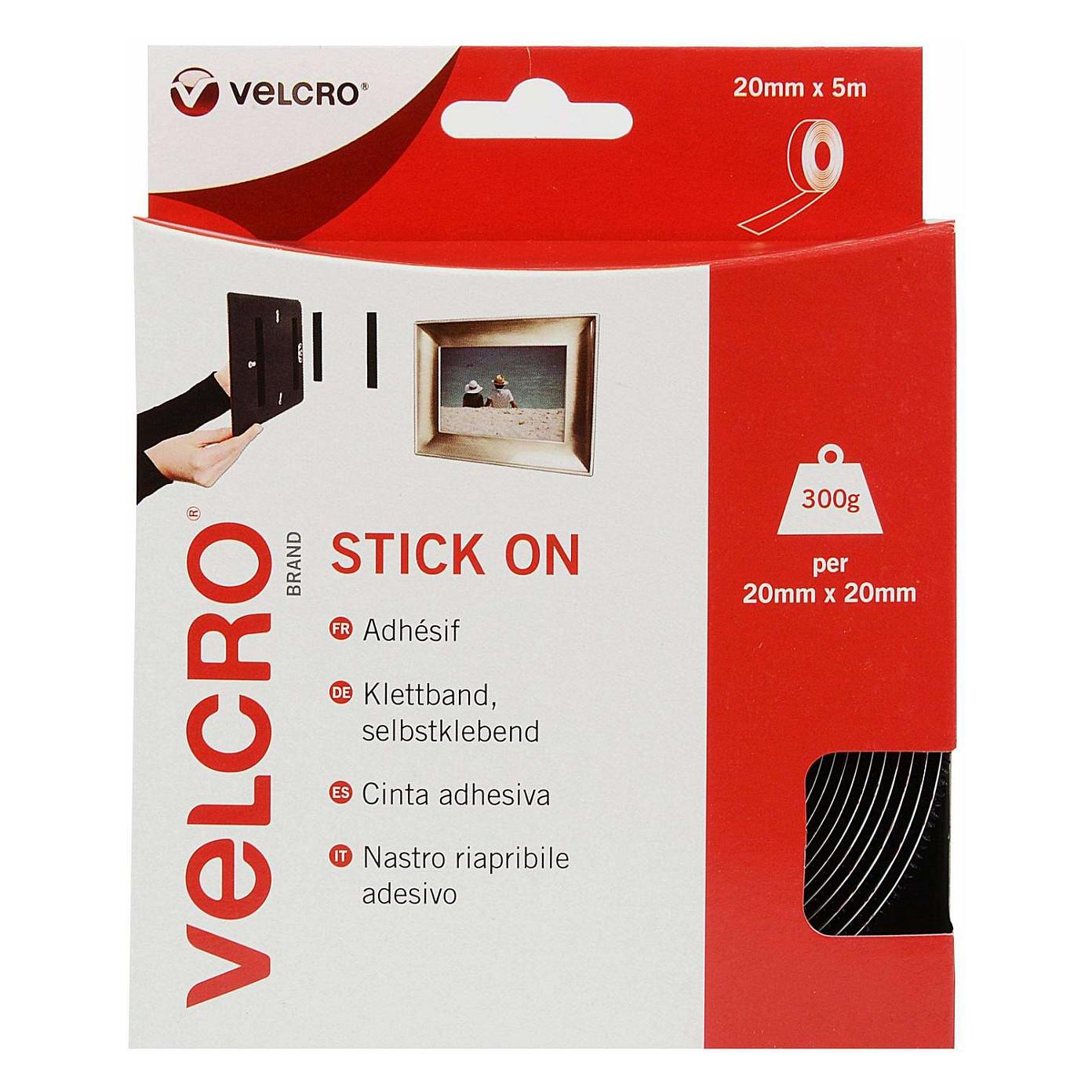 Selvklæbende velcrobånd Velcro VEL-EC60217 - sort 20 mm x 5 m