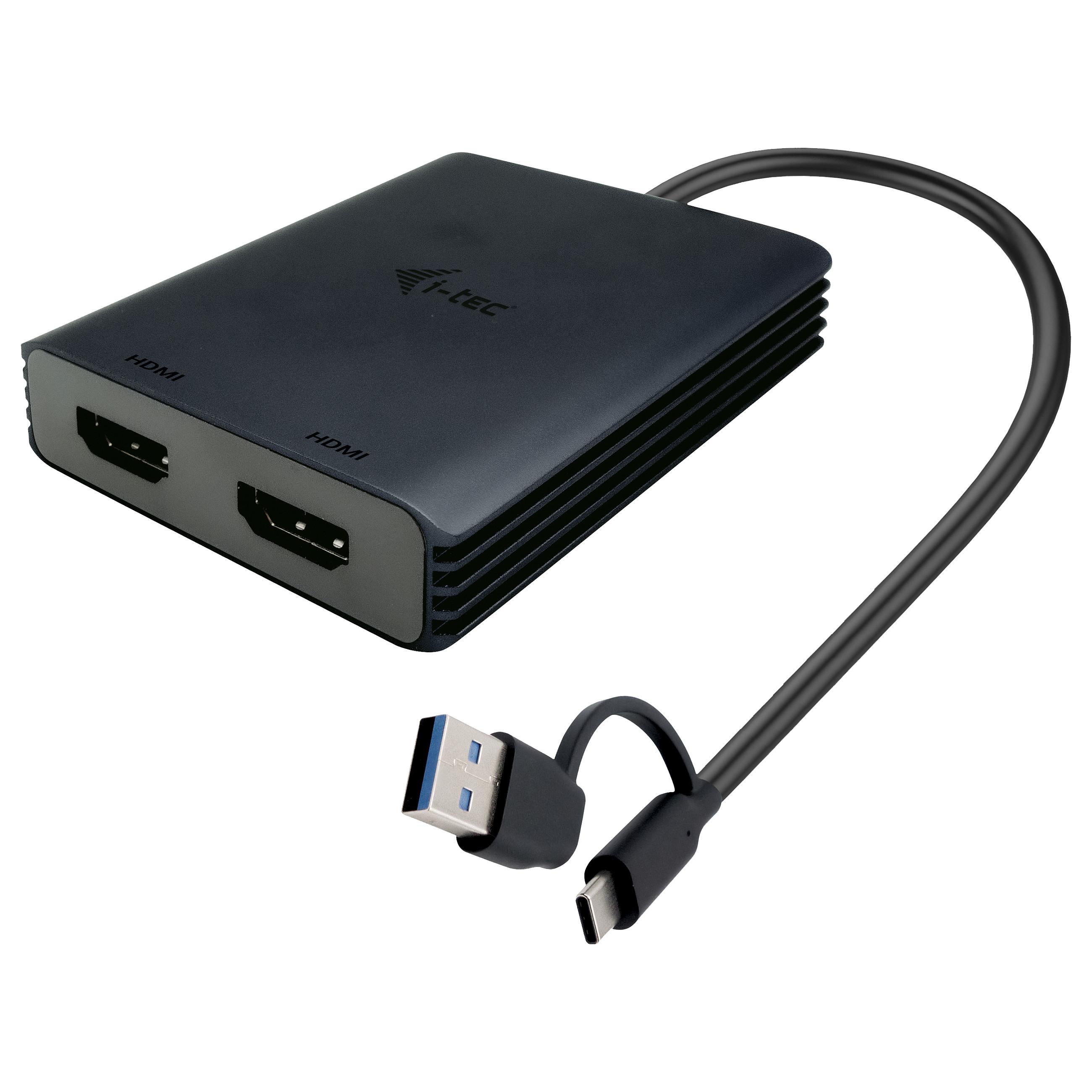 Videoadapter i-tec CADUAL4KHDMI USB-A/USB-C til 2 x HDMI