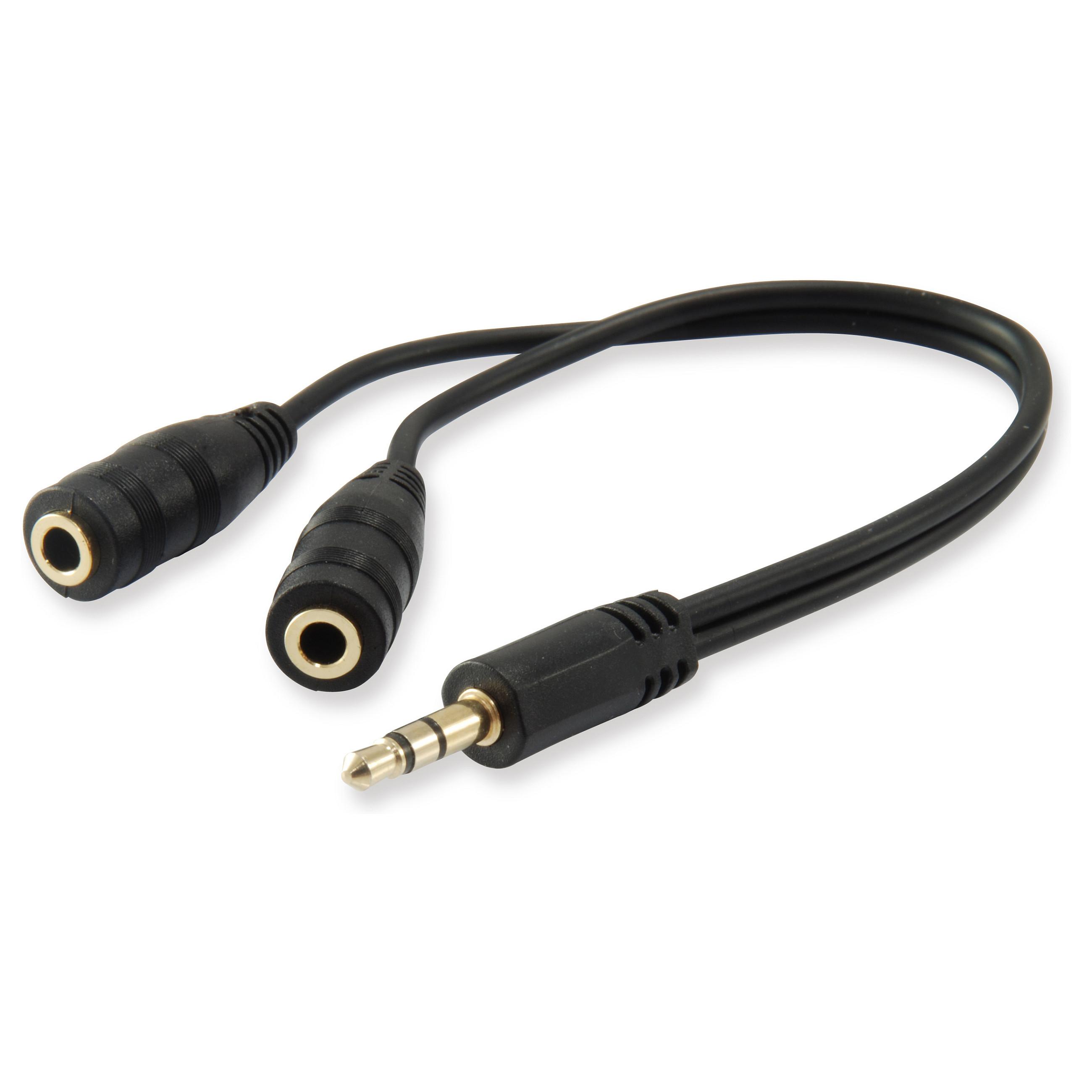 Audiokabel-splitter Equip 147941 3,5 mm - sort