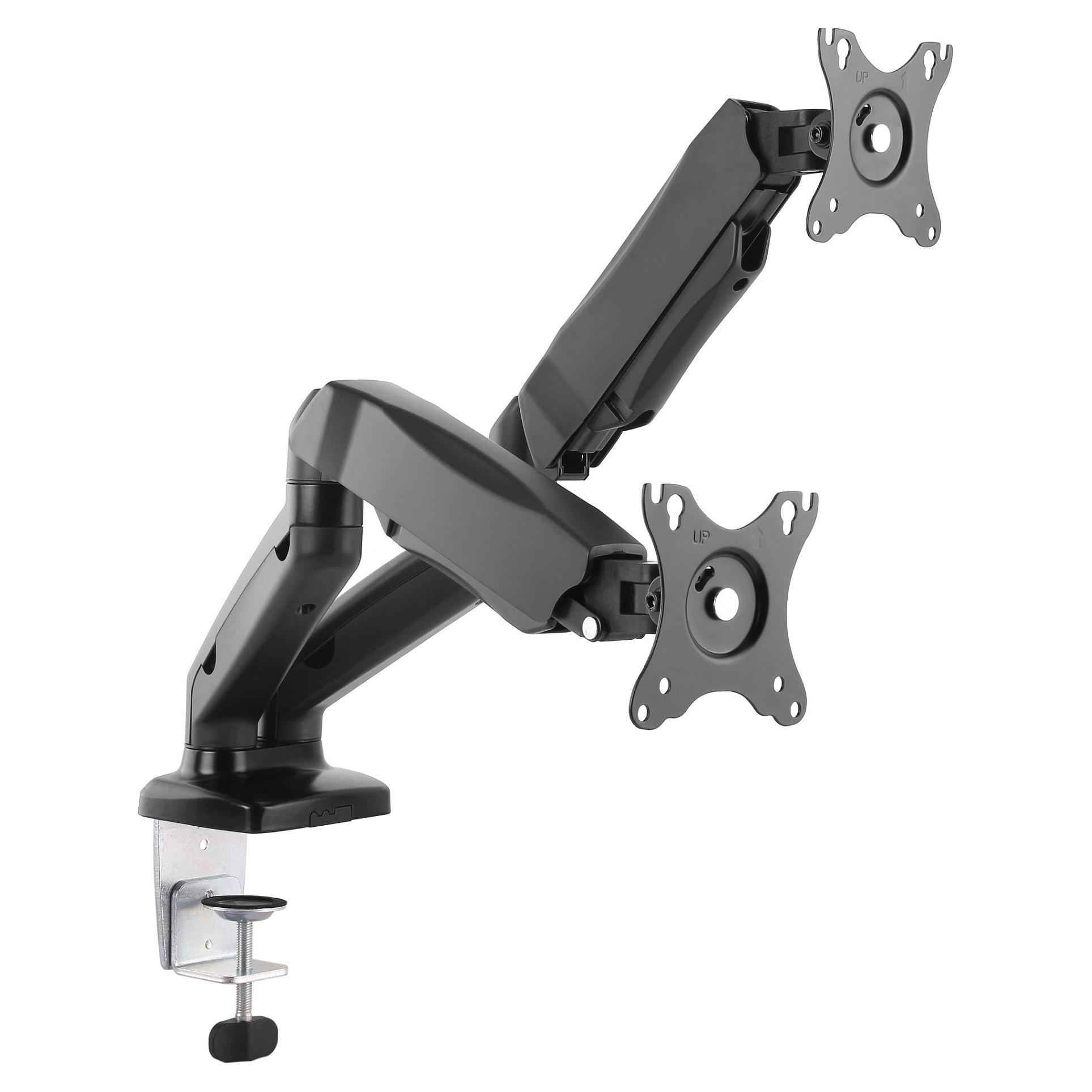 Equip bordmonteret skærmholder til 2 skærme med klemme, VESA 75 x 75 / 100 x 100 mm, sort