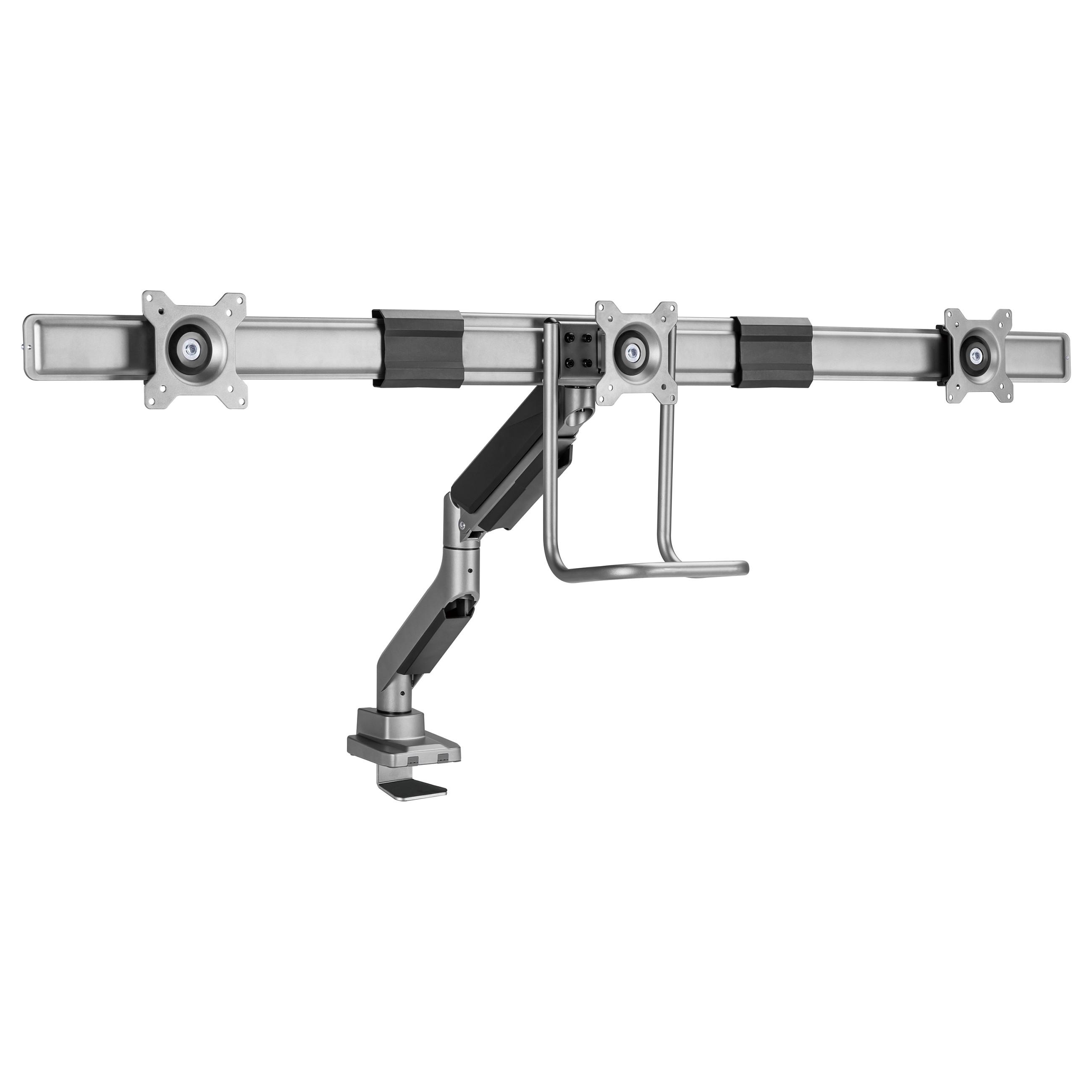 EQUIP 17"-27" tredobbelt skærmholder til skrivebord med gasfjeder, VESA 75 x 75/100 x 100, sort