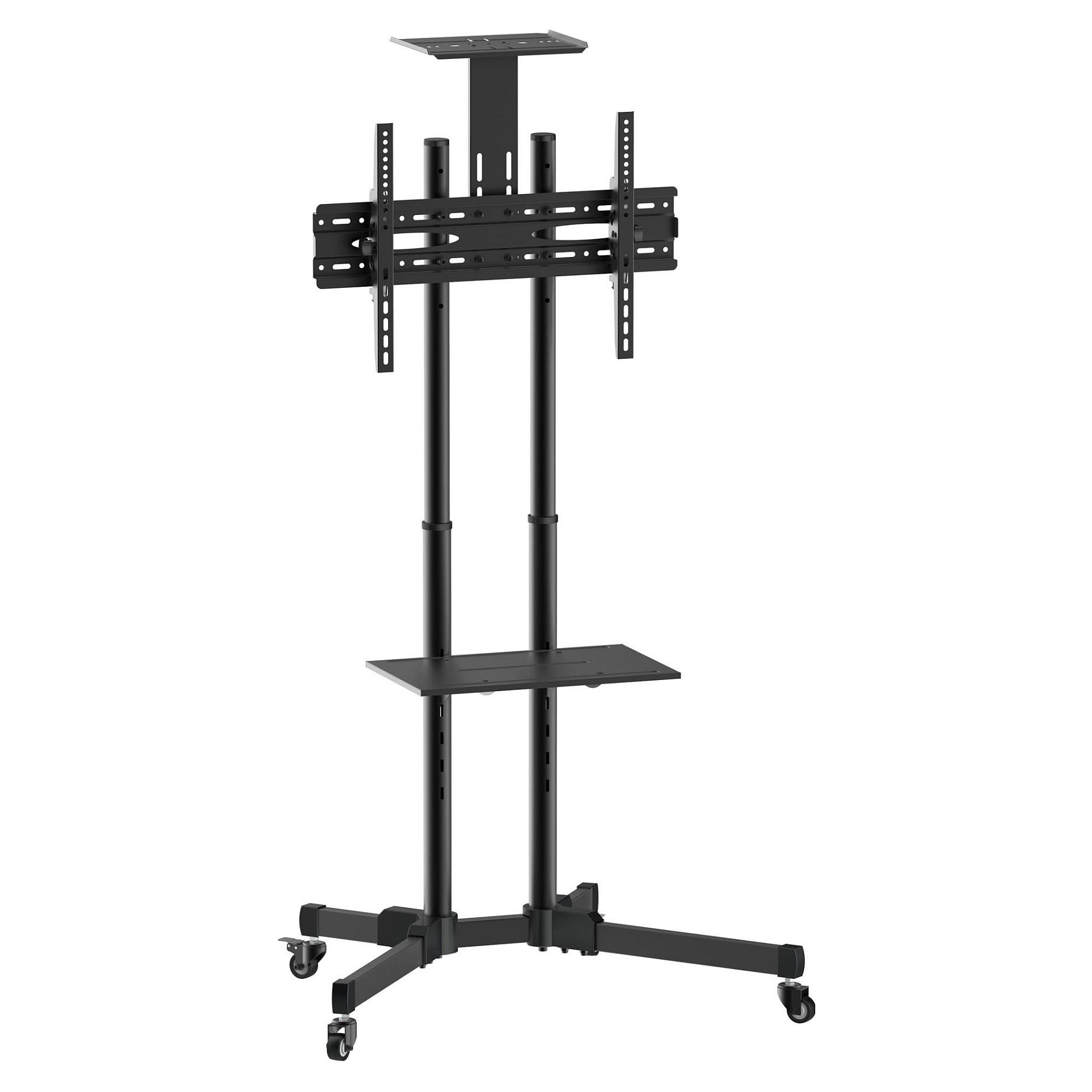 EQUIP gulvstander til skærm og TV 37-70" max. 50 kg med hjul og justerbar hylde, sort