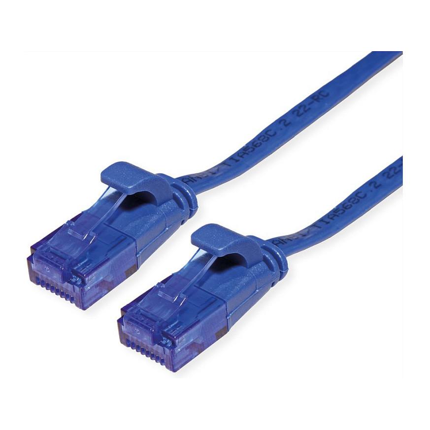 Patchkabel VALUE Cat.6A Class EA UTP fladt - blå, 1,5 m
