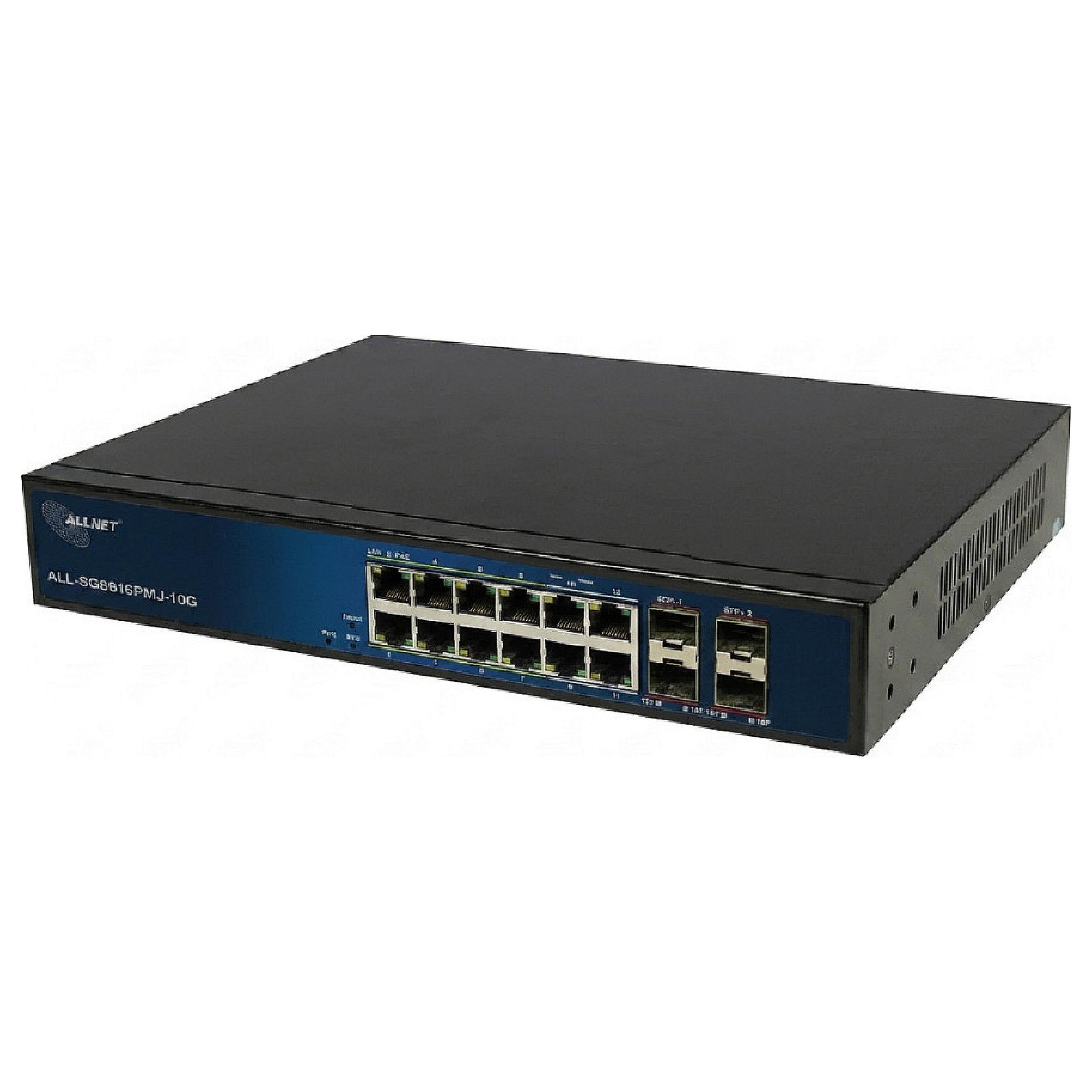 ALLNET Switch full managed 12 Port Gigabit 130W 8 x PoE 4x Giga LAN 4 x SFP Layer 2 ALLSG8616PMJ10G
