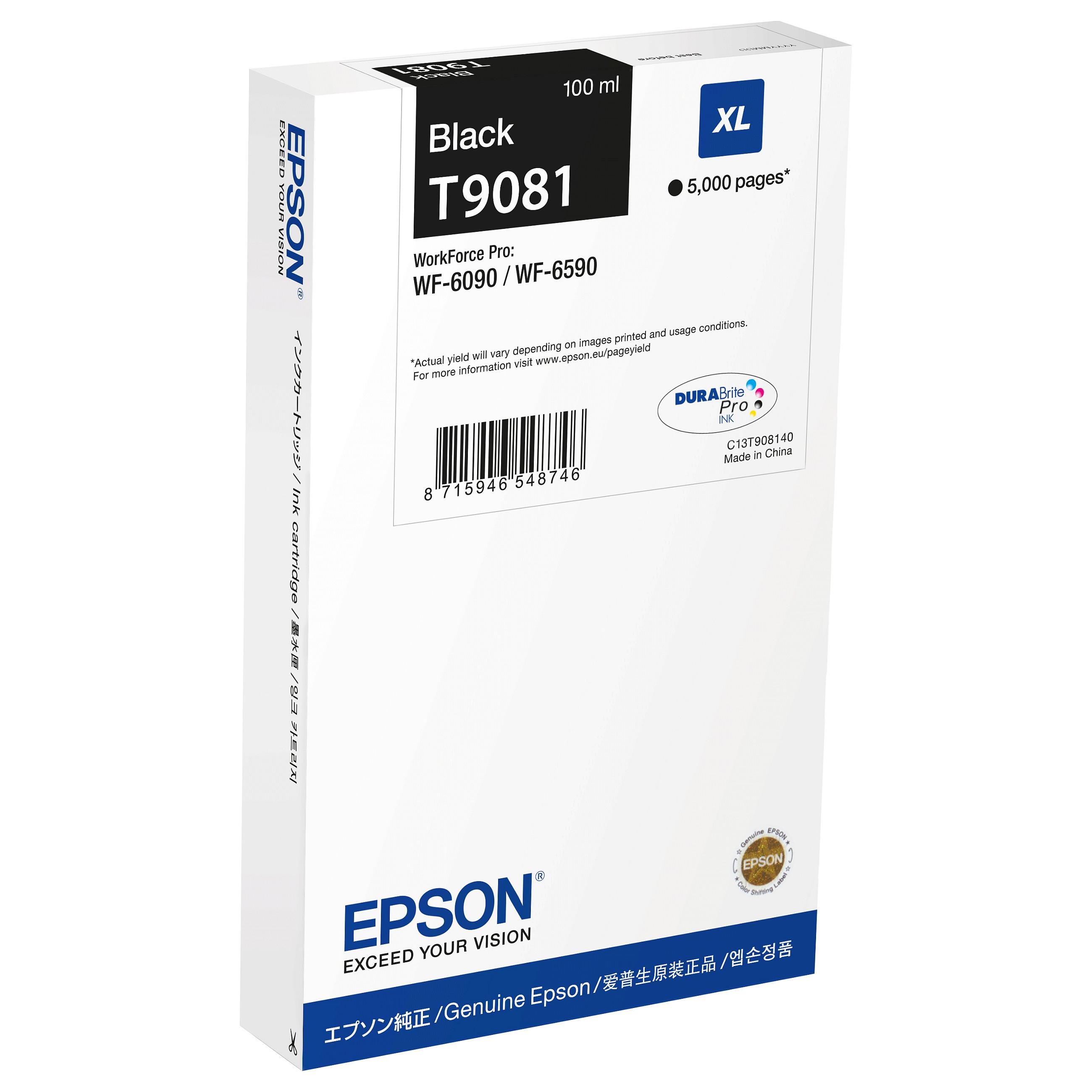 Blækpatron Epson sort XL til WF-6090/WF-6590 - 100 ml