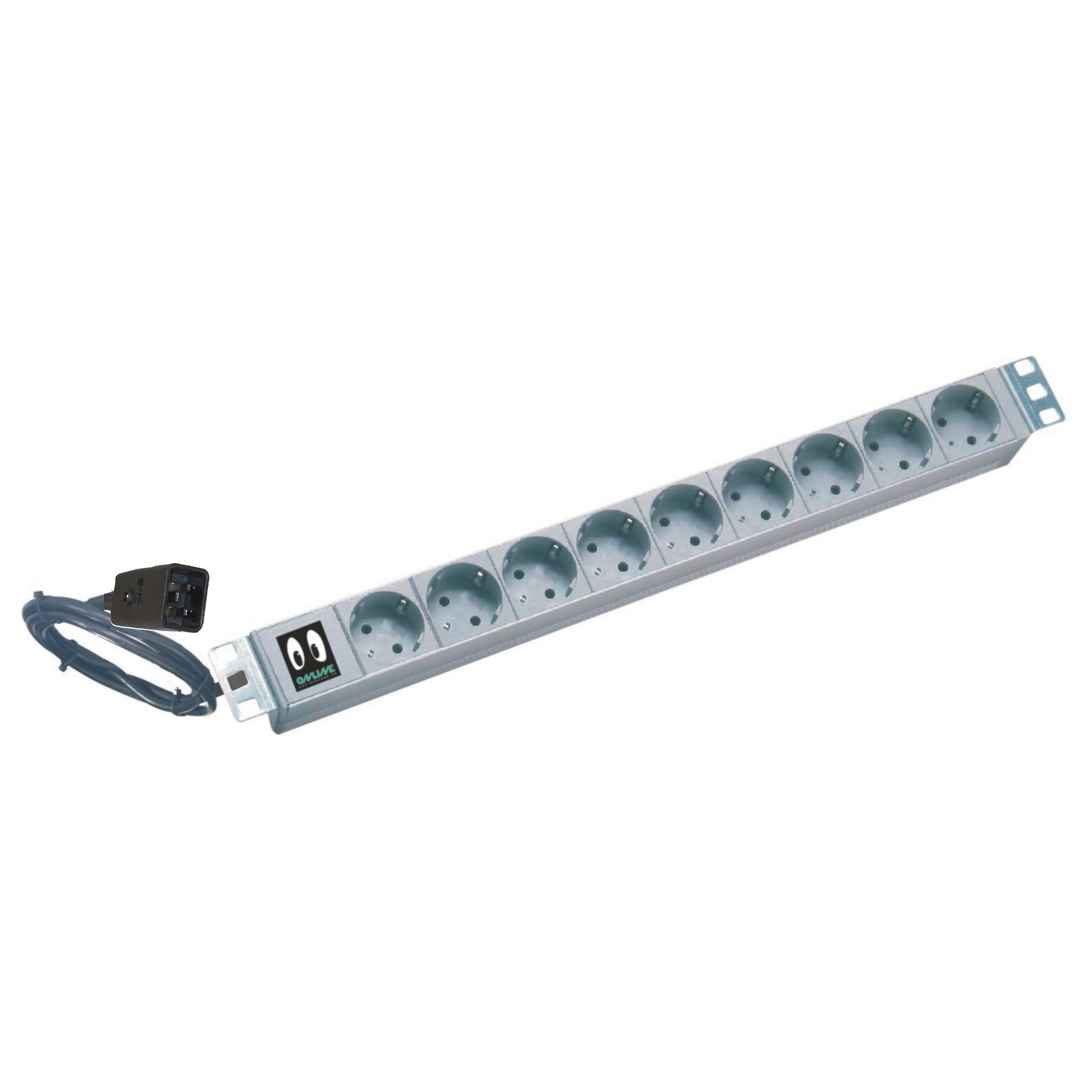 Online USV - Strømfordelingsenhed (rackversion) - input: IEC 60320 C20 - output-stikforbindelser: 9 (power CEE 7/7) - 1U - 19 - lysegrå, RAL 7035