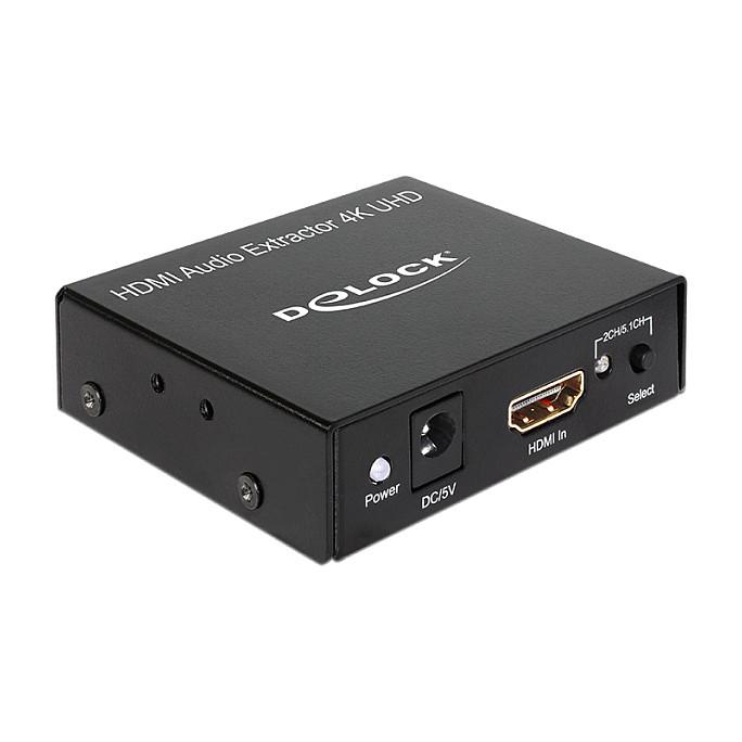 DeLOCK HDMI Stereo/5.1 audio extractor, UltraHD, S/PDIF, 3,5mm, black