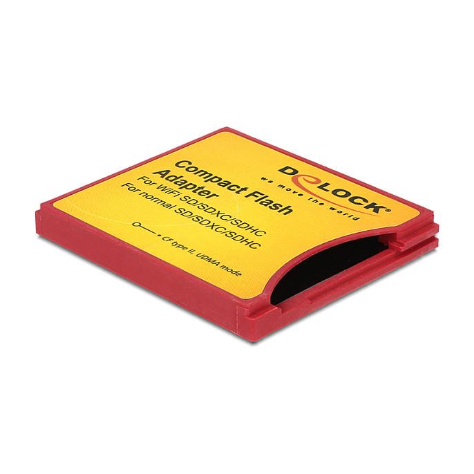 Compact Flash-adapter DeLOCK 62542 til SD, SDHC og SDXC - rød/gul