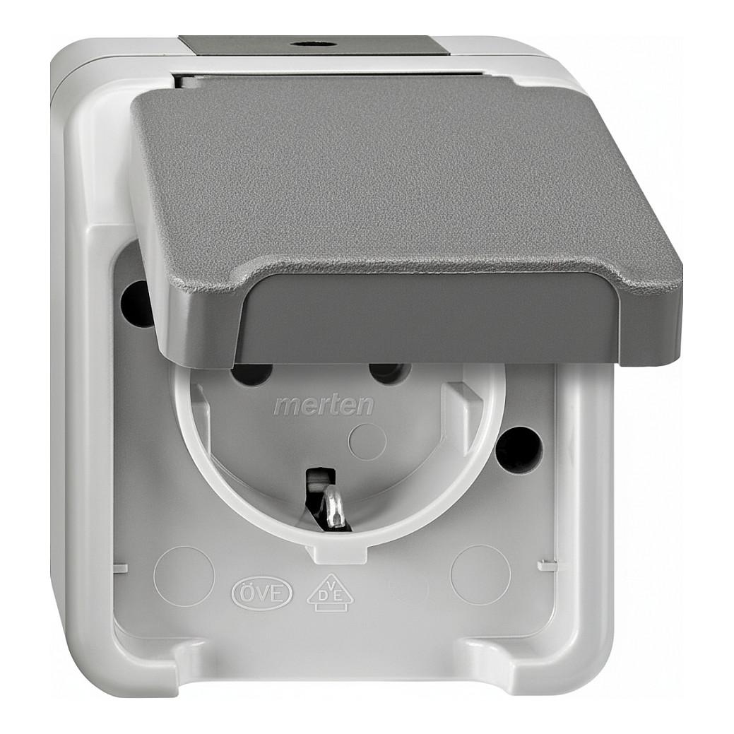 Stikkontakt Merten MEG2301-8029 SCHUKO AQUASTAR - lysegrå