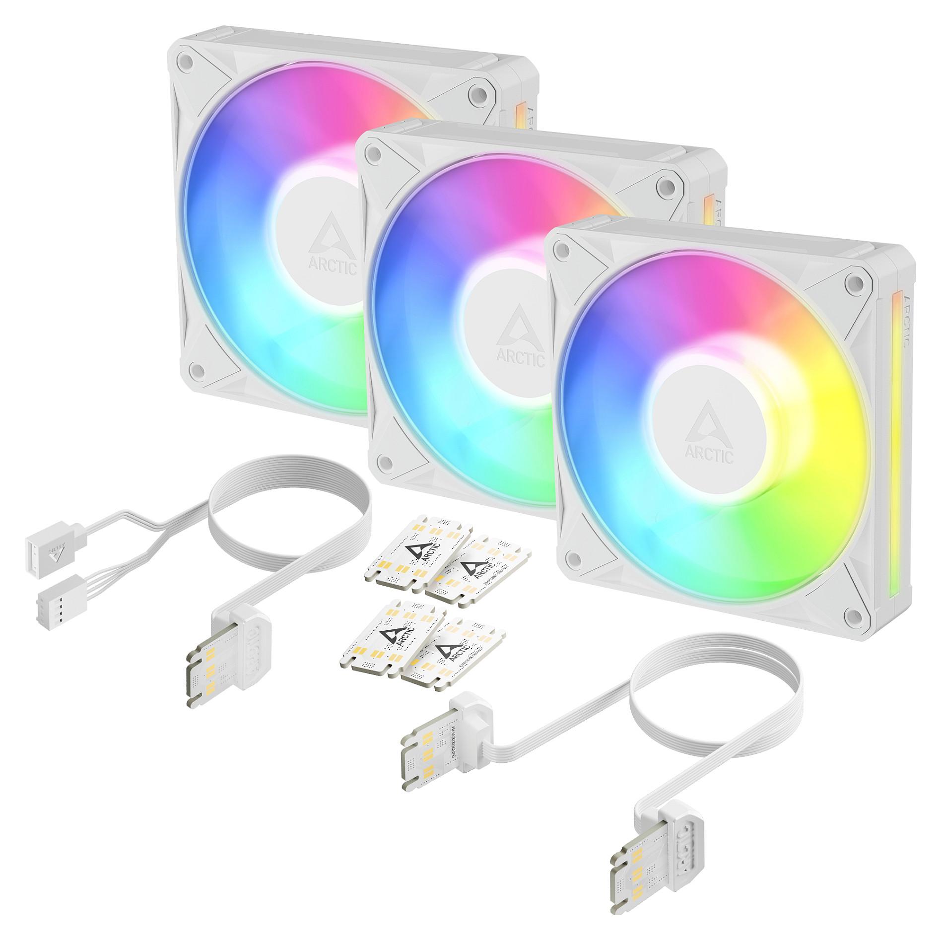 Arctic BioniX P12 A-RGB - 3pack - Kabinet køler - 120mm - Hvid med RGB LED lys