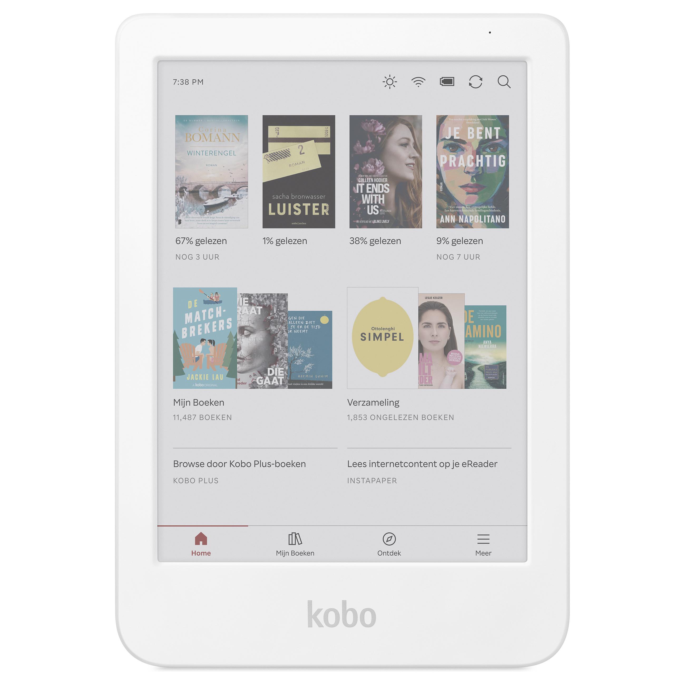Kobo Clara Colour e-bogslæser 6" touchskærm 16 GB Wi-Fi og Bluetooth - Hvid