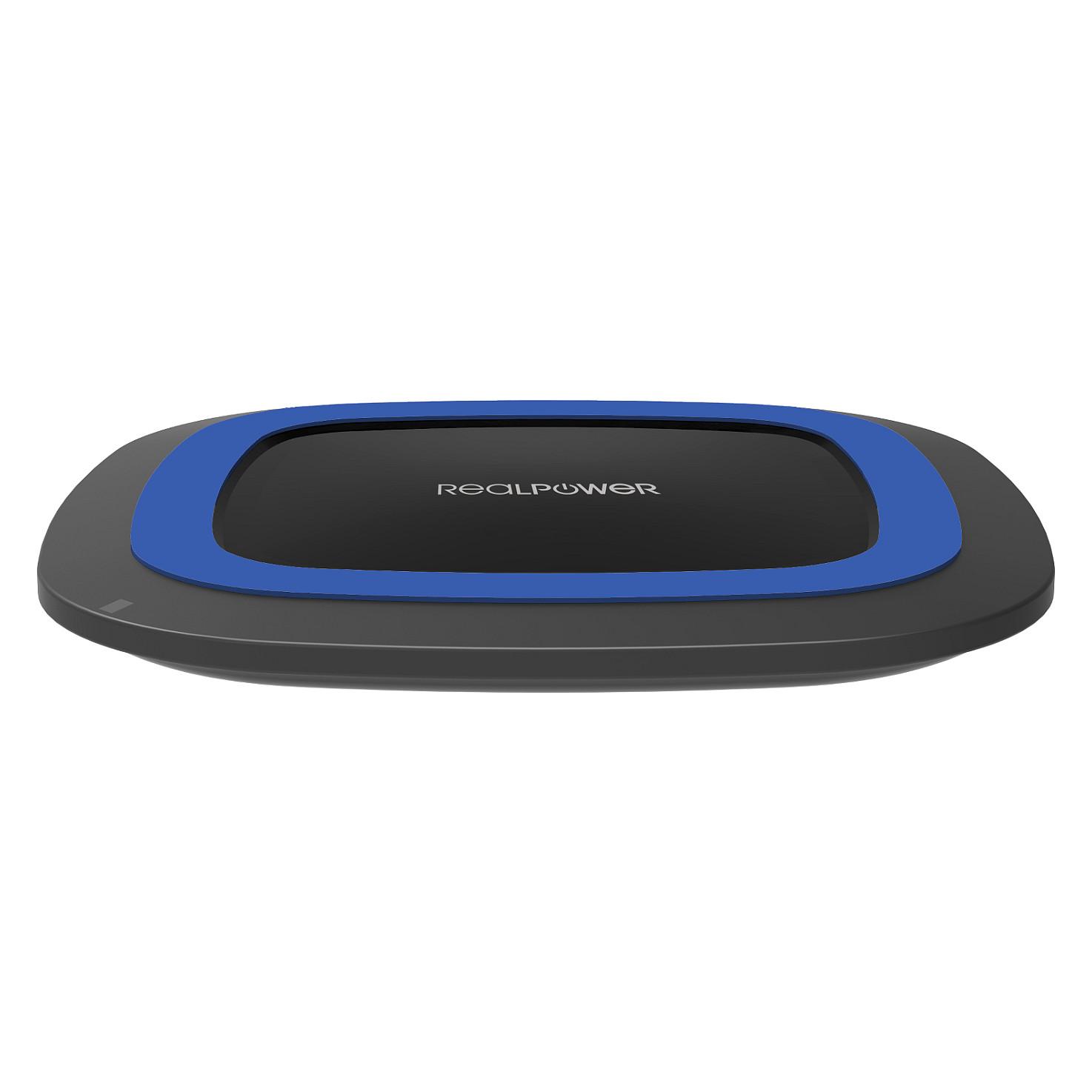 Trådløs oplader RealPower FreeCharge-10 med adapter - sort/blå