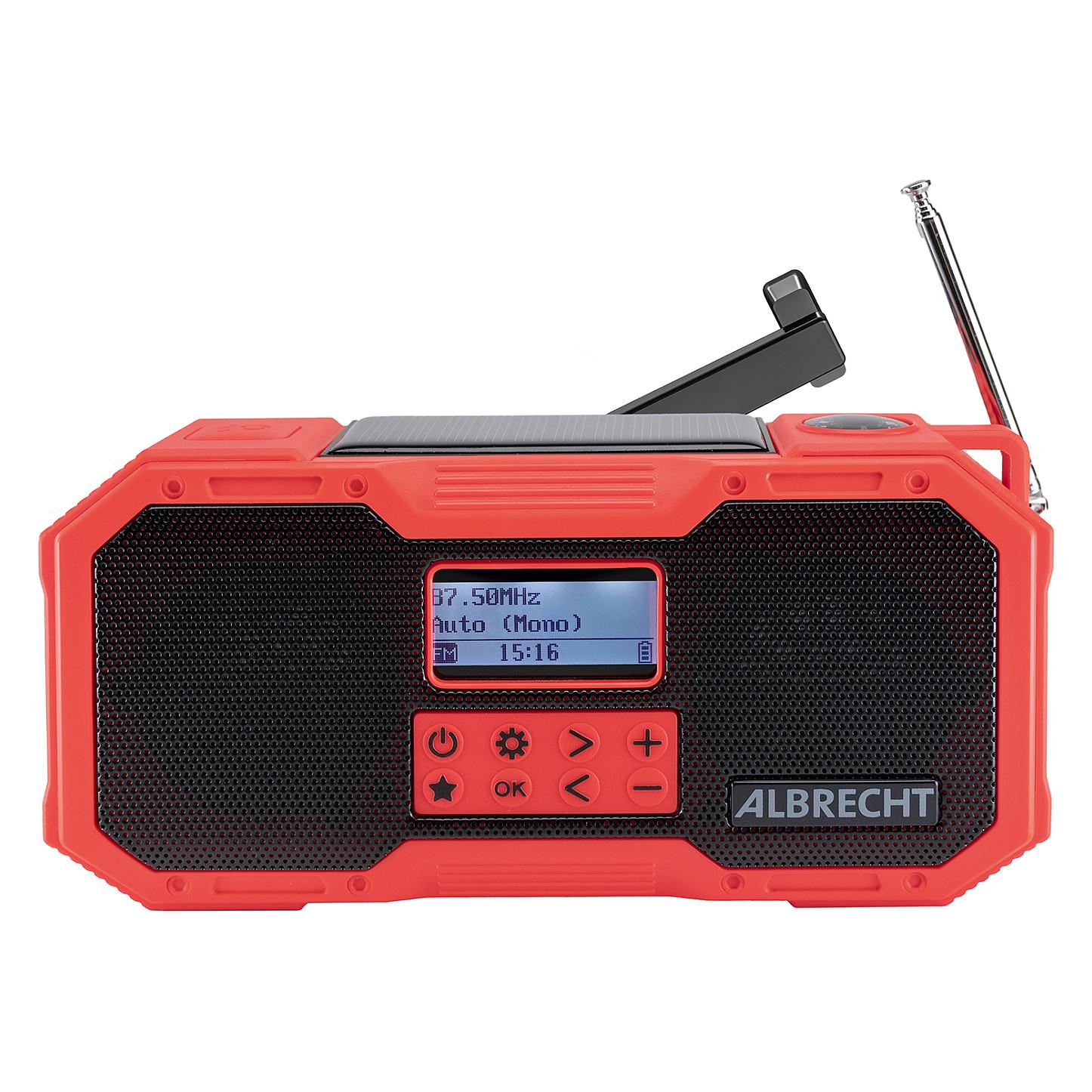 Albrecht DR 112 udendørs nødradio med håndsving DAB+/FM 5 W, sort/rød