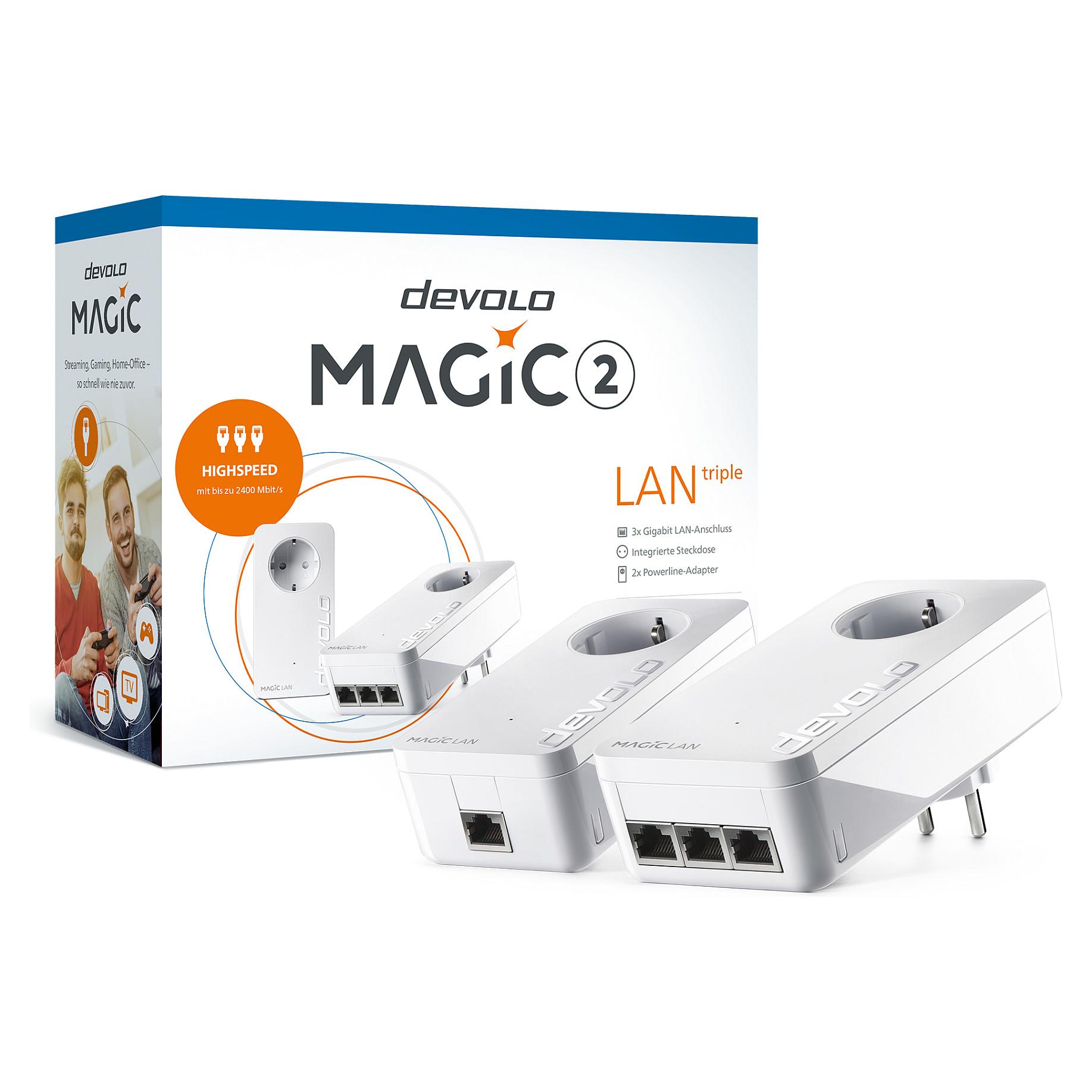 devolo Magic 2 LAN triple - Starter Kit - bro 1GbE, HomeGrid - kan sluttes til vægstik