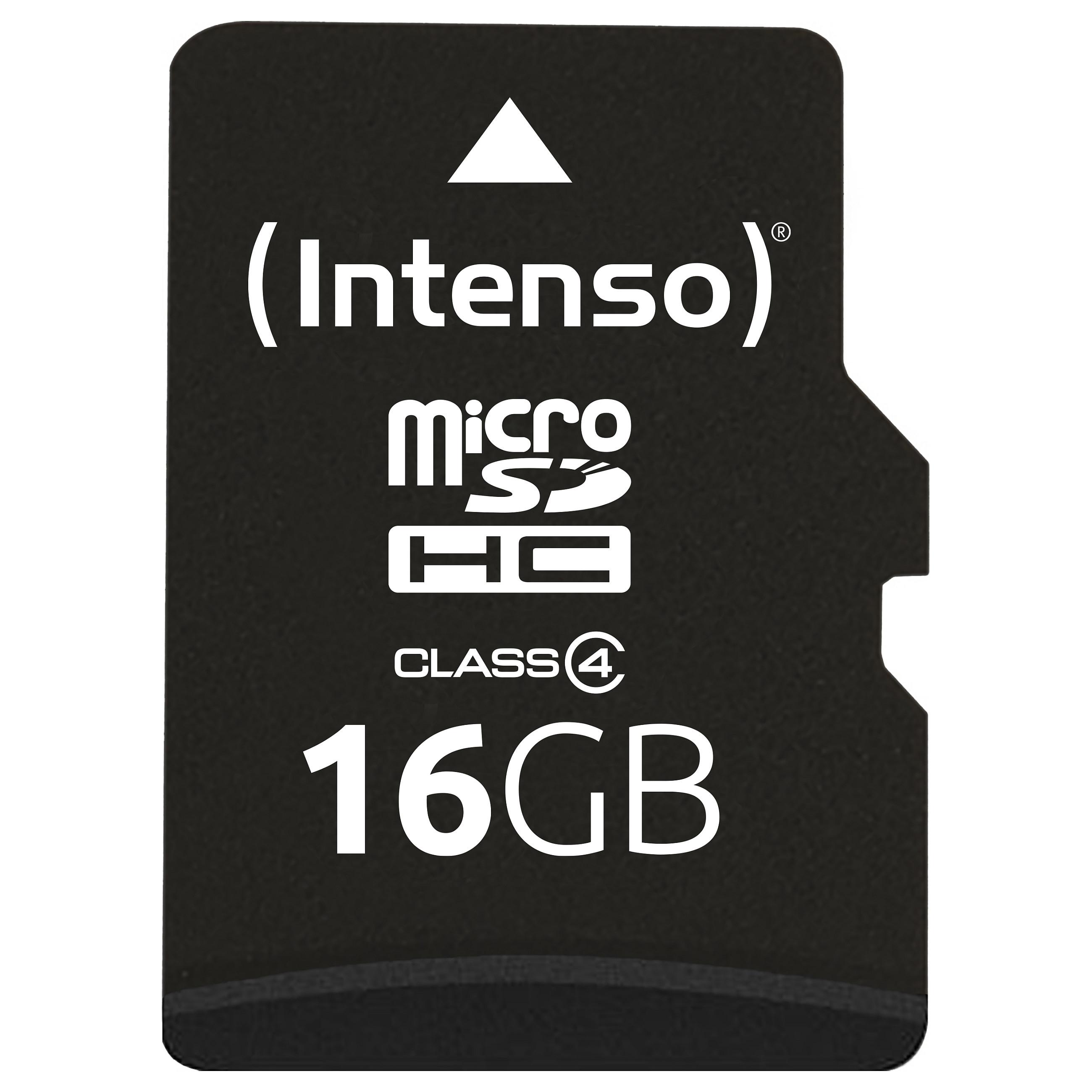 microSDHC-hukommelseskort Intenso 16 GB Class 4 med SD-adapter