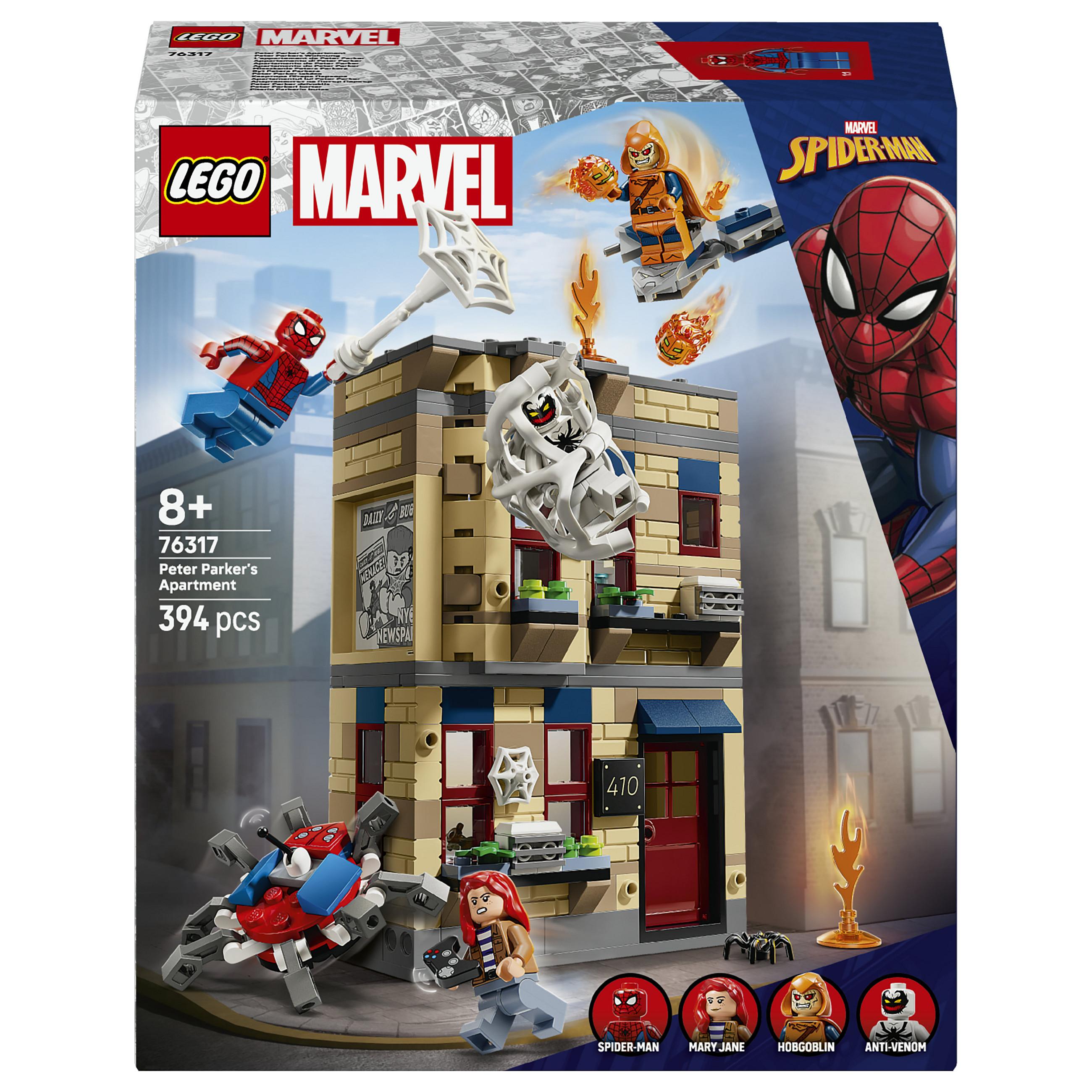 LEGO Marvel 76317 Peter Parkers lejlighed byggelegetøj med 394 dele og 4 minifigurer