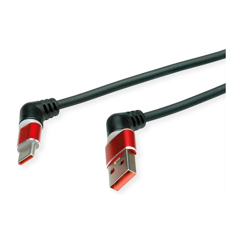 USB-C til USB-A kabel ROLINE 11.02.8345 360 Rotation - sort/rød 1 m