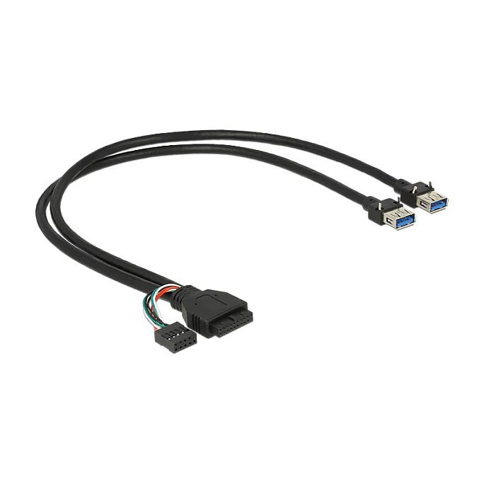 USB-kabel DeLOCK USB 3.0 pinheader til 2 x USB 3.0 A hun - 45 cm