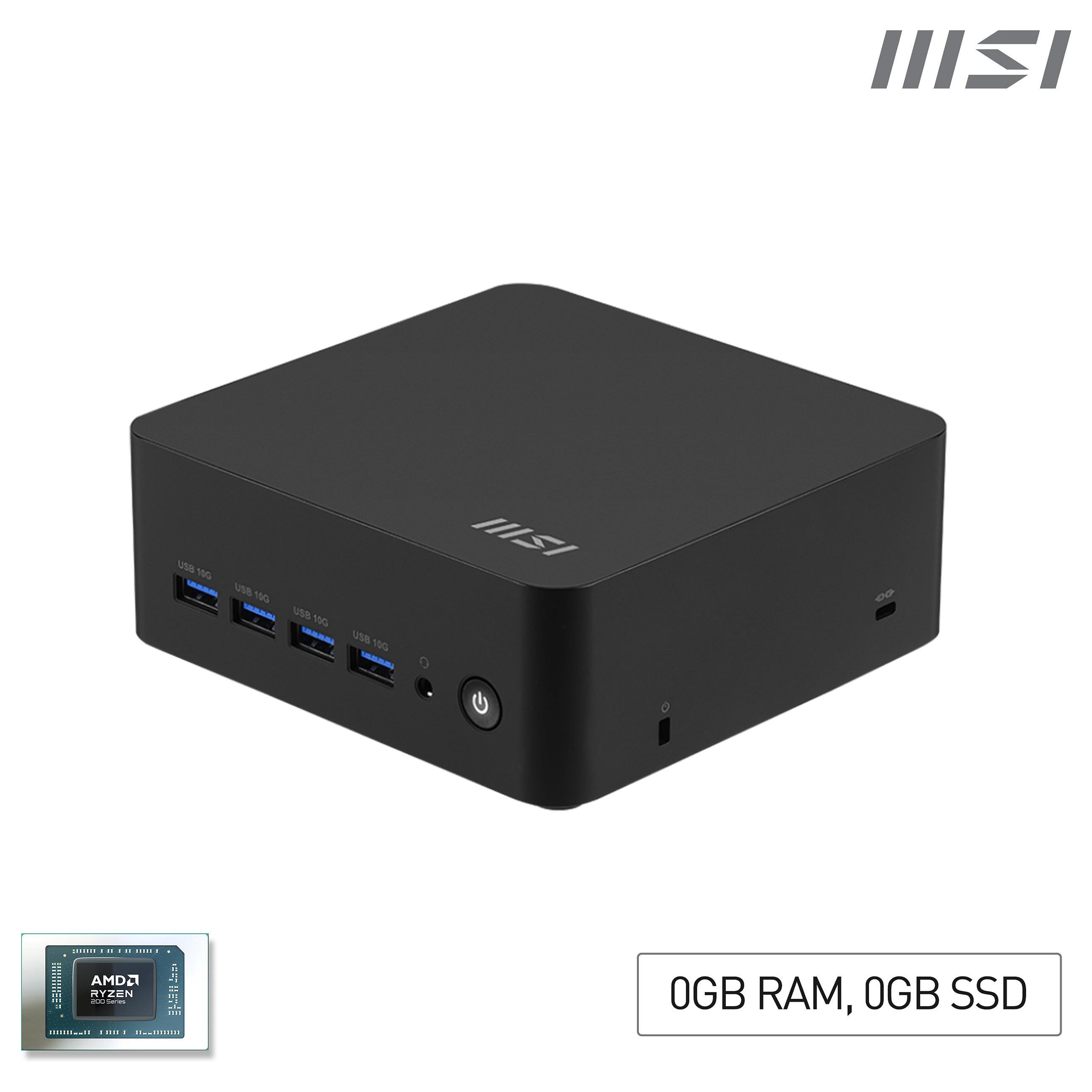 MSI Cubi Z AI 8M barebone mini-PC med Ryzen 9 8945HS, 0 GB RAM og uden operativsystem