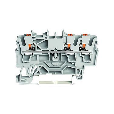 WAGO 2202-1301 3-Leiter-Durchgangsklemme ,mit Drcker,2,5mm,grau