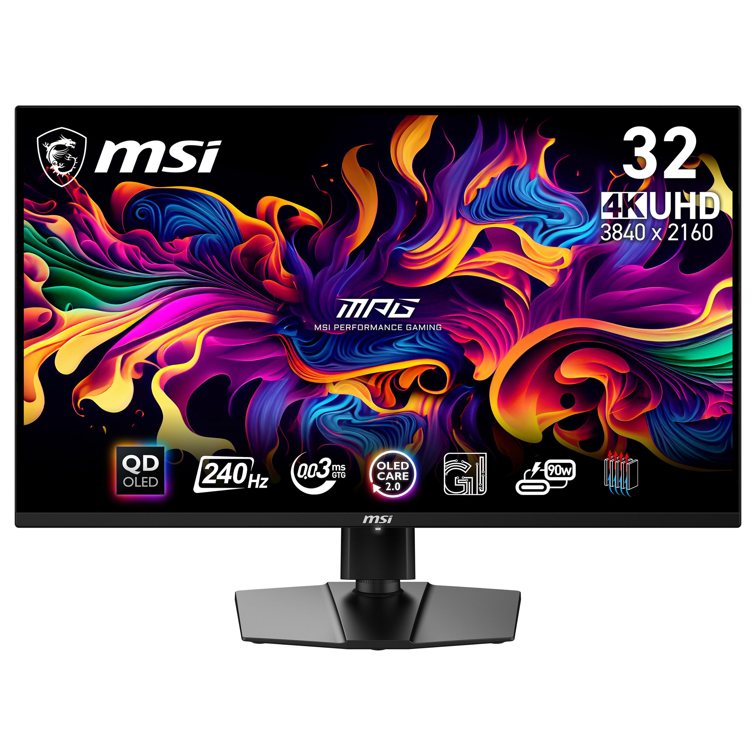 MSI MPG 321URX QD-OLED - OLED-monitor - 31.5 - 3820 x 2160 4K @ 240 Hz - 1000 cd/m² - 1500000:1 - DisplayHDR 400 True Black - 0.03 ms - 2xHDMI, DisplayPort, USB-C - metallisk sort