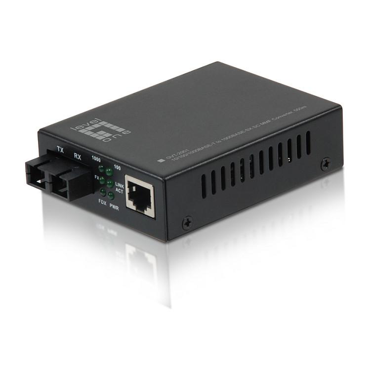 LevelOne GVT-2001 RJ45 to SC Gigabit Media Converter Multi-Mode Fiber 850nm 550m