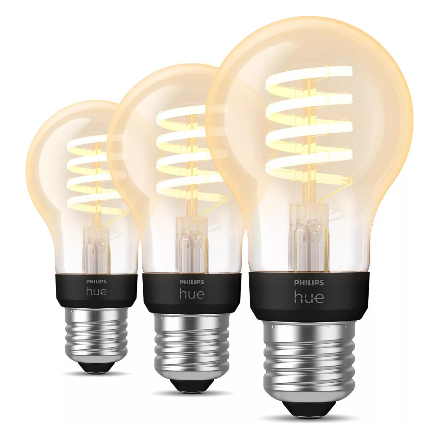 Philips Hue White ambiance 550 - LED-filament-lyspære - form: A60 - E27 - 7 W (tilsvarende 40 W) - klasse G - varmt til køligt hvidt lys - 2200-4500 K (pakke med 3)