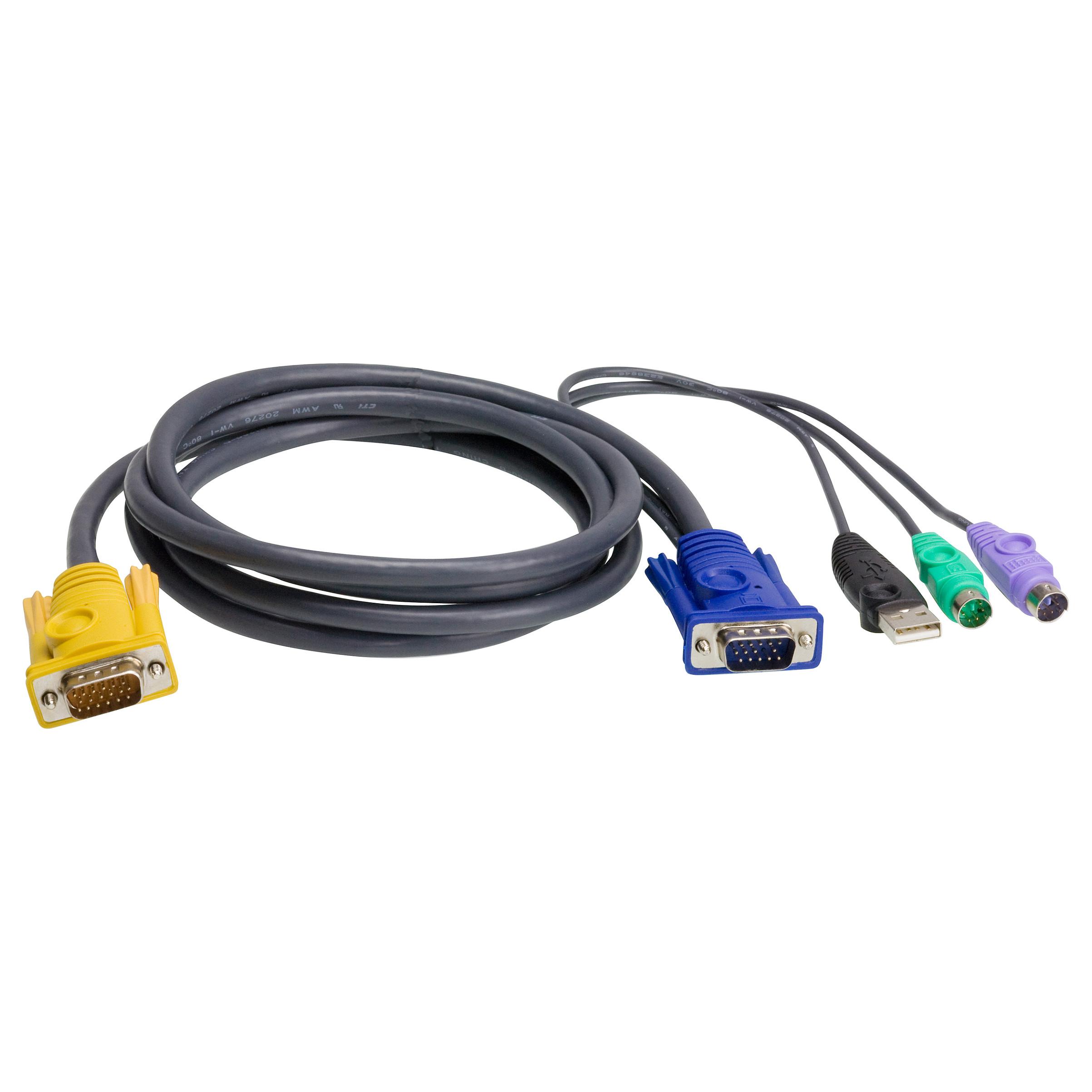 ATEN 2L-5302UP - Kabel til tastatur / video / mus (KVM) - USB, PS/2, HD-15 (VGA) (han) til 18 pin SPHD (han) - 1.8 m