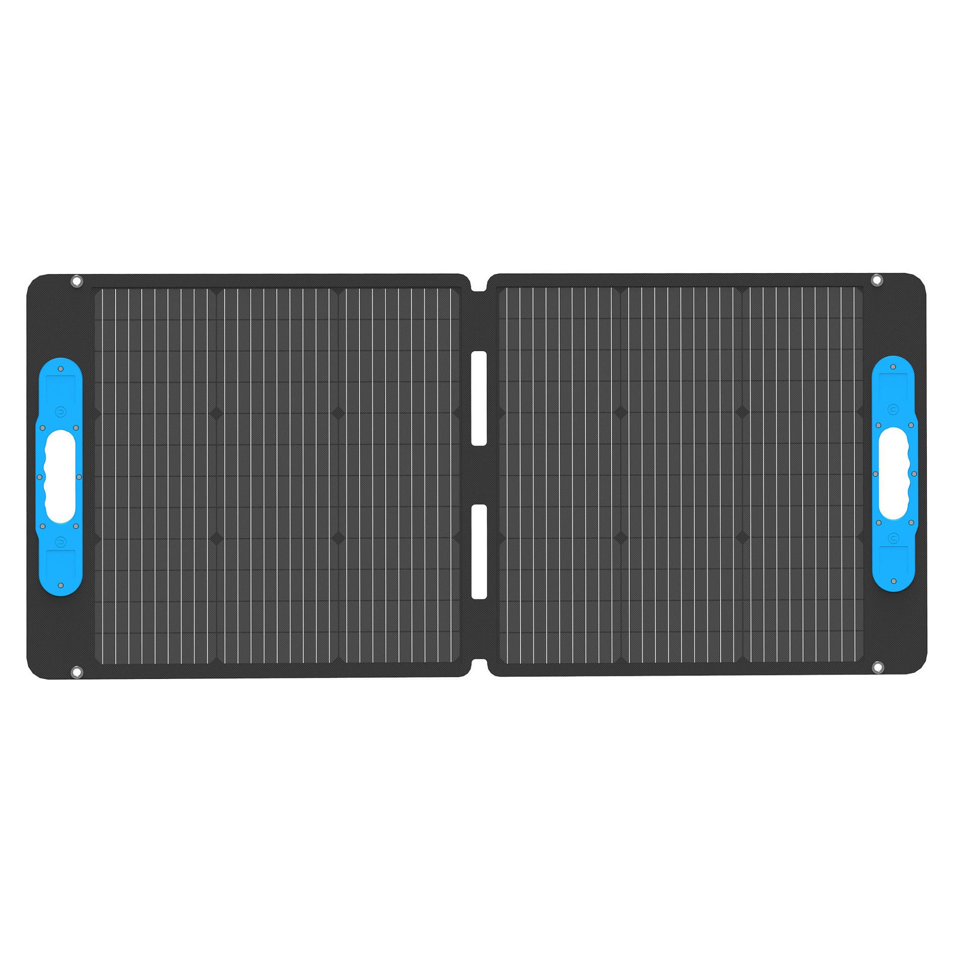 RealPower 100 W monokrystallinsk solpanel - sort, foldbart med USB-A, USB-C og Anderson