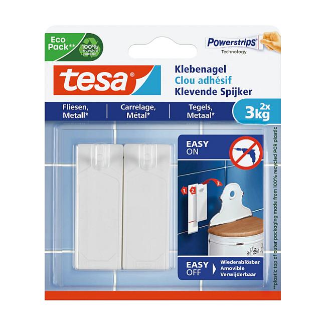 TESA 77763-00000, Indendørs, Universal krog, Hvid, Klæbestrimmel, 3 kg, Fliser og metal