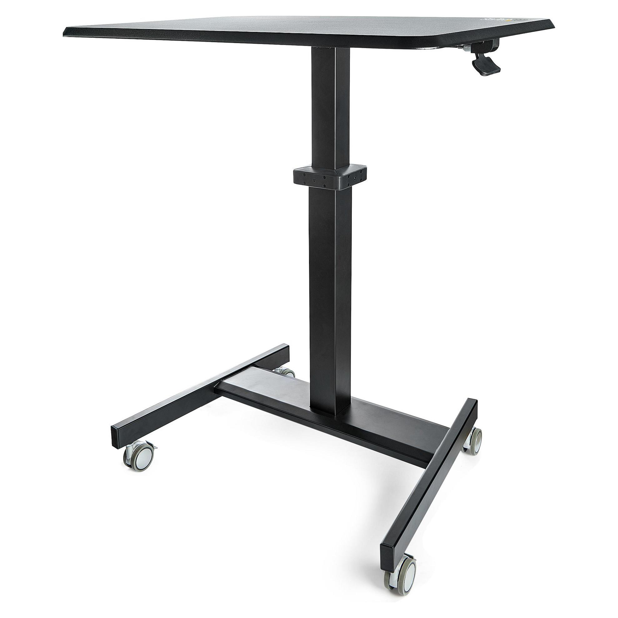 StarTech.com Mobile Standing Desk, Portable Sit Stand Ergonomic Height Adjustable Cart on Wheels, Rolling Computer/Laptop Workstation Table Locking One-Touch Lift for Teacher/Student - Mobile Sit Stan