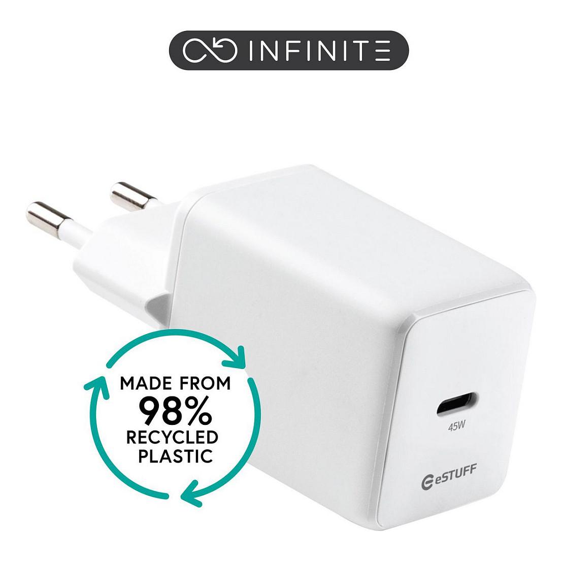 eSTUFF INFINITE power adapter - EU GaN - USB-C - 45 watt