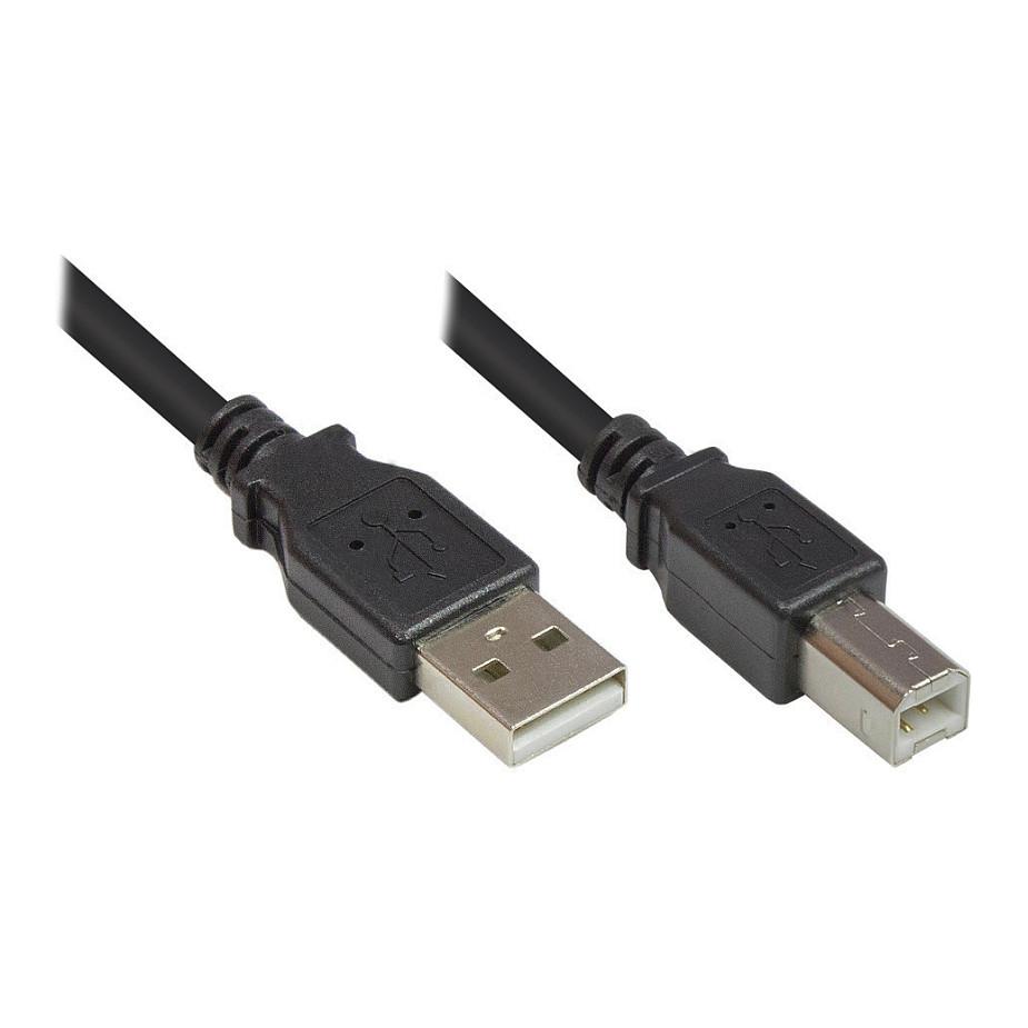 USB 2.0-kabel Good Connections A-B - sort 0,5 m