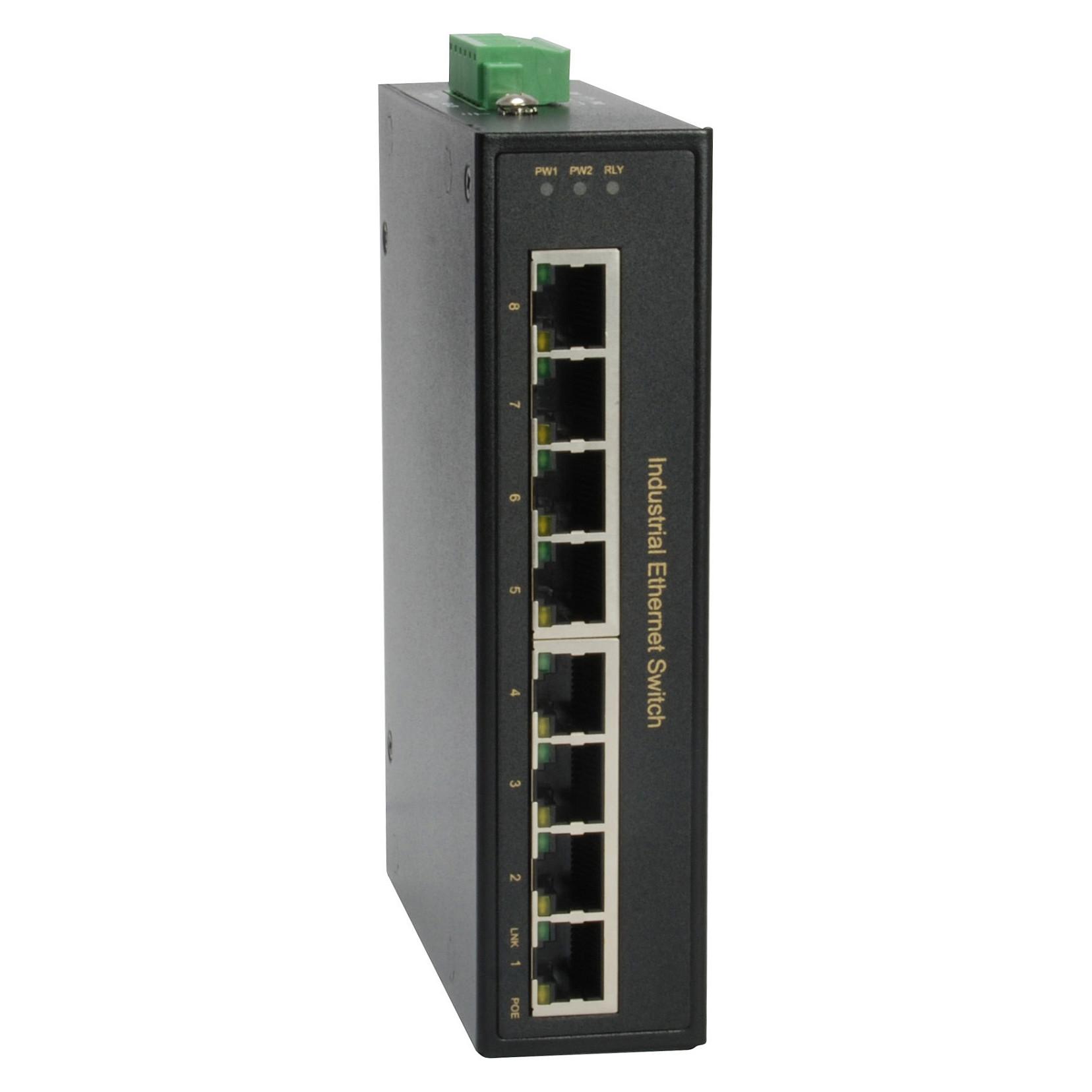 LevelOne IFP-0801 - 8-port Fast Ethernet PoE industriswitch, 4 PoE-porte, 802.3at/af, 126 W, -40° til 75°C