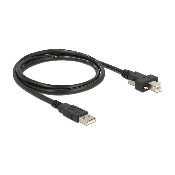 USB 2.0-kabel DeLOCK 83594 USB-A til USB-B med skruer - 1 m, sort