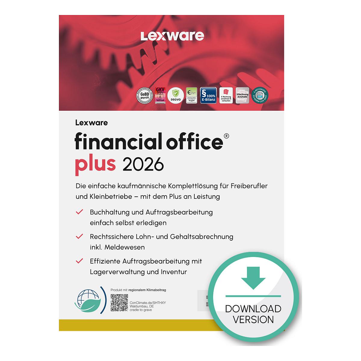 Lexware financial office plus 2026, Finansiel analyse, Fuld, 1 licens(er), Elektronisk software download (ESD), Tysk, Windows 10, Windows 11