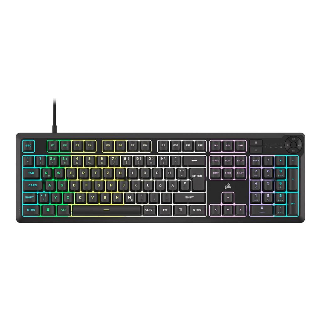 Gaming tastatur Corsair K55 Core RGB - USB, fuld størrelse, QWERTZ (tysk), sort