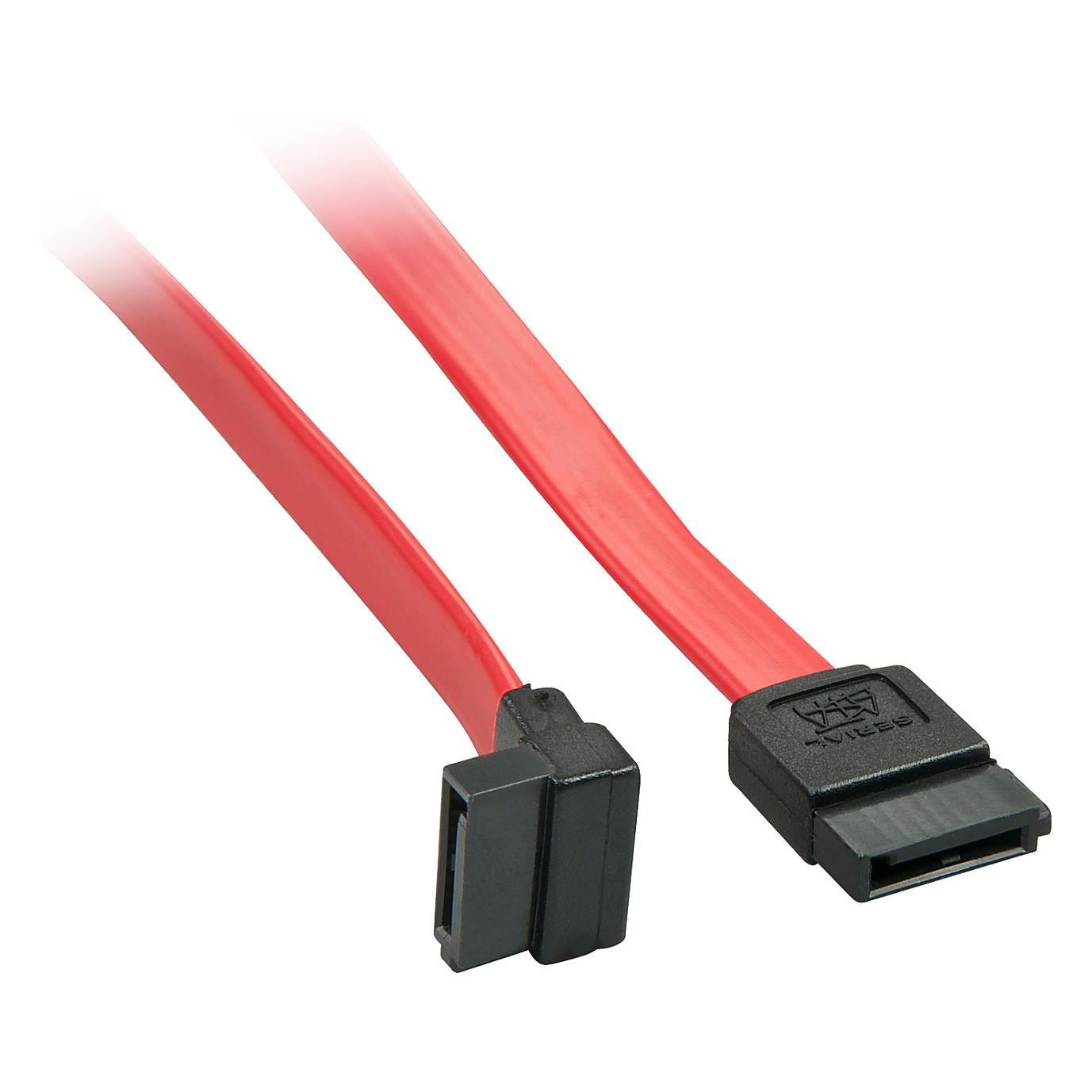SATA III-kabel Lindy 33352 90° 7-polet 0,7 m - rød